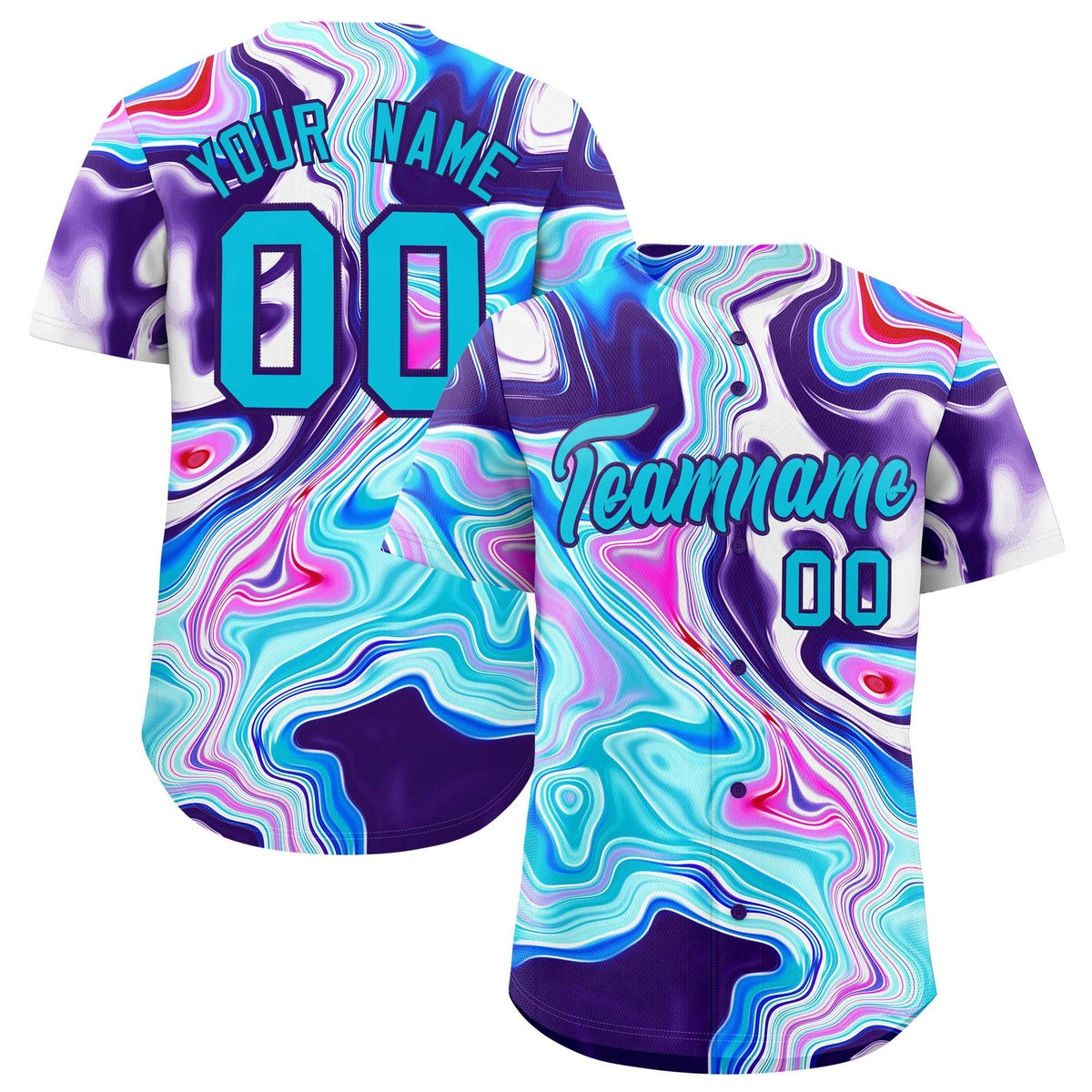 Custom Multi Color Split Fashion Fluid Pattern Authentic Baseball Jersey| KXKSHOP