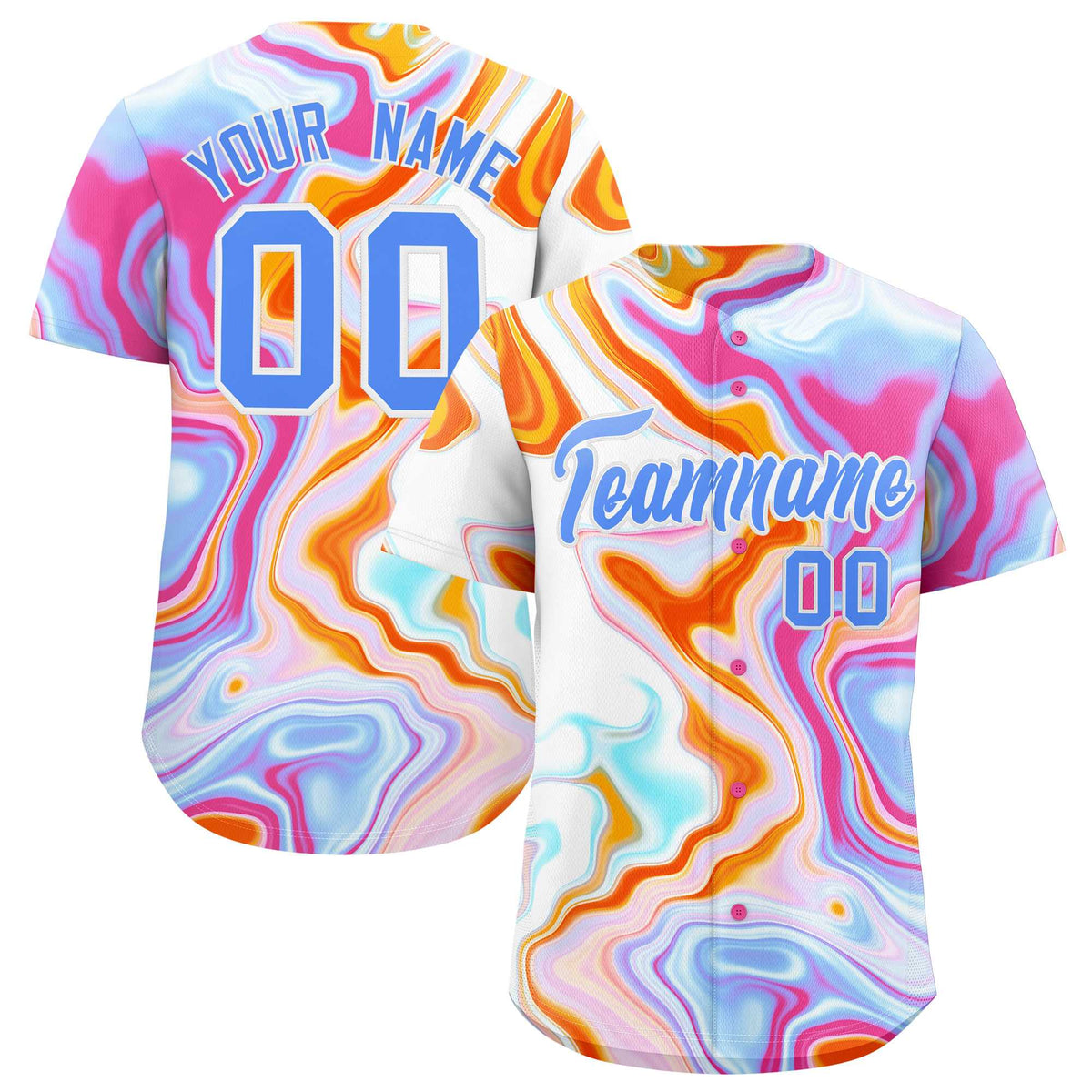 Custom Multi Color Split Fashion Fluid Pattern Authentic Baseball Jersey| KXKSHOP
