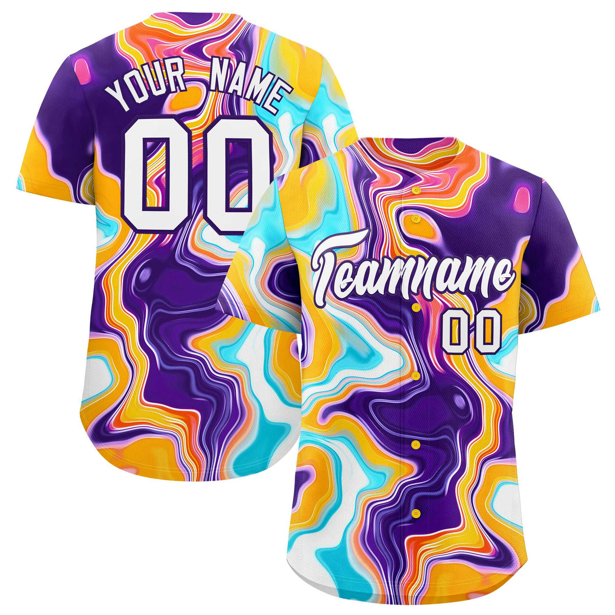 Custom Multi Color Split Fashion Fluid Pattern Authentic Baseball Jersey| KXKSHOP