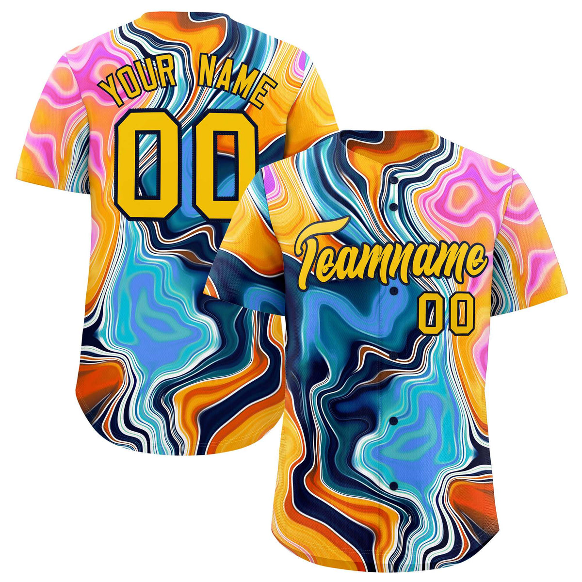 Custom Multi Color Split Fashion Fluid Pattern Authentic Baseball Jersey| KXKSHOP