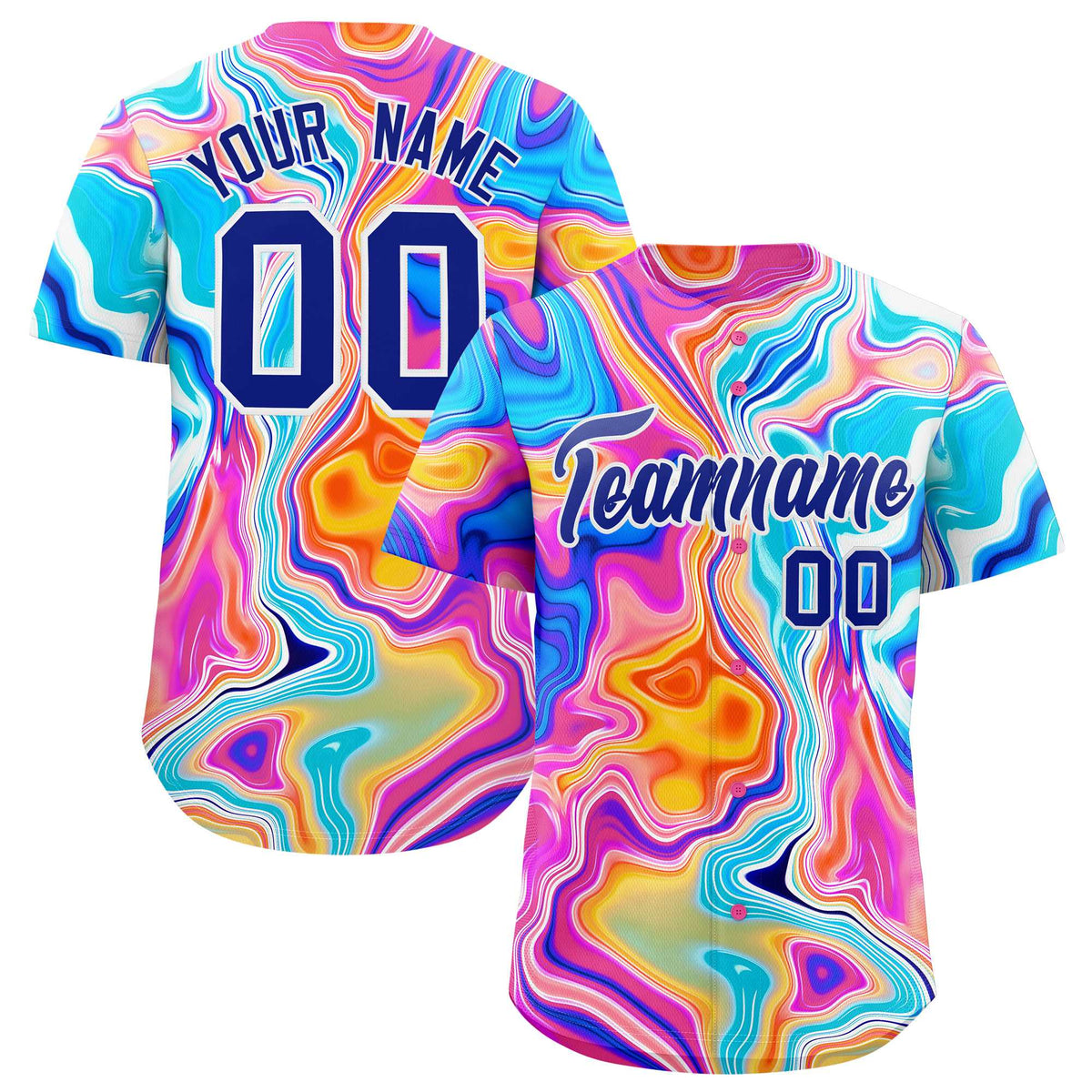 Custom Multi Color Split Fashion Fluid Pattern Authentic Baseball Jersey| KXKSHOP