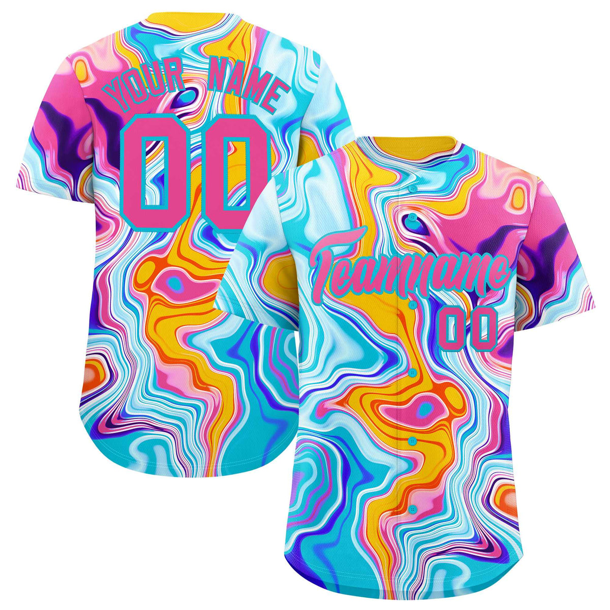 Custom Multi Color Split Fashion Fluid Pattern Authentic Baseball Jersey| KXKSHOP