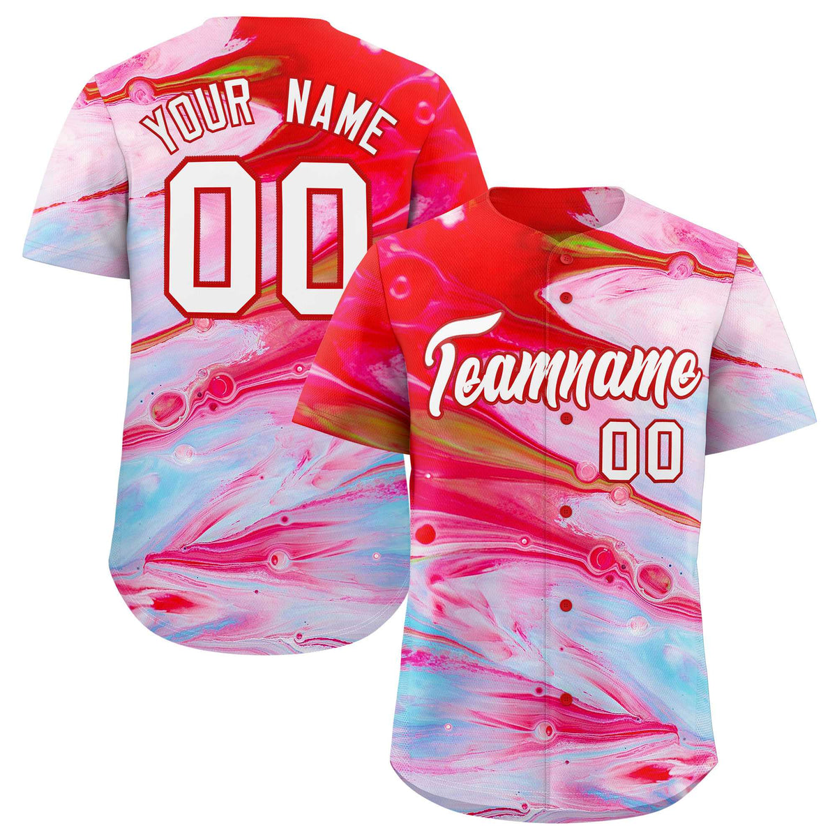 Custom Multi Color Split Fashion Fluid Pattern Authentic Baseball Jersey| KXKSHOP