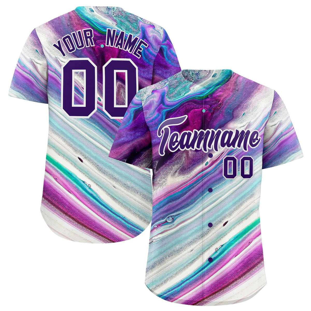 Custom Multi Color Split Fashion Fluid Pattern Authentic Baseball Jersey| KXKSHOP