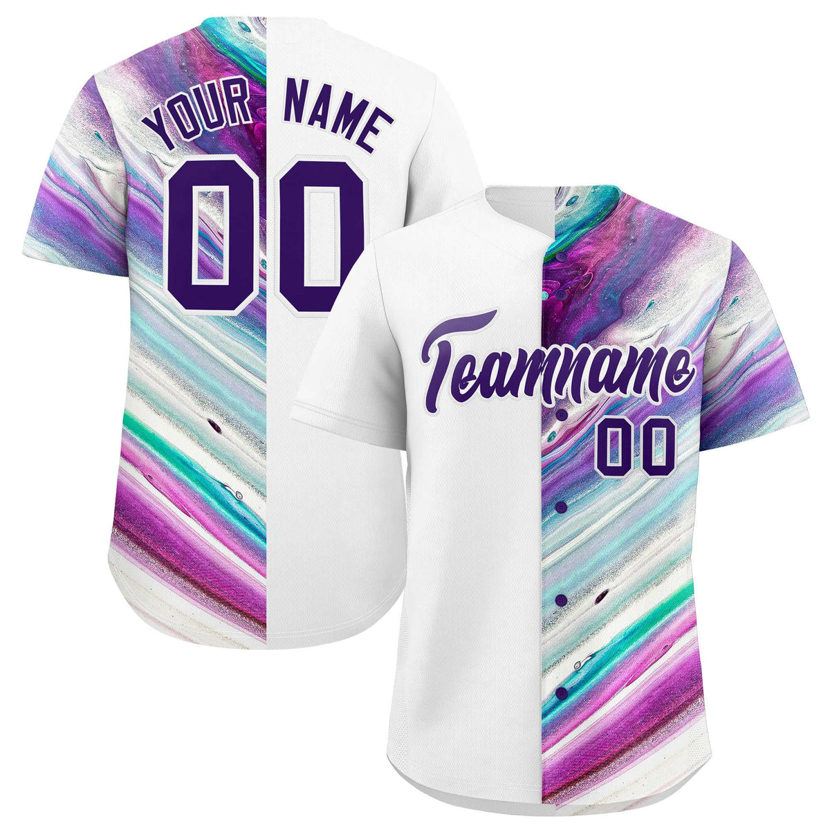 Custom White Split Fashion Fluid Pattern Authentic Baseball Jersey| KXKSHOP