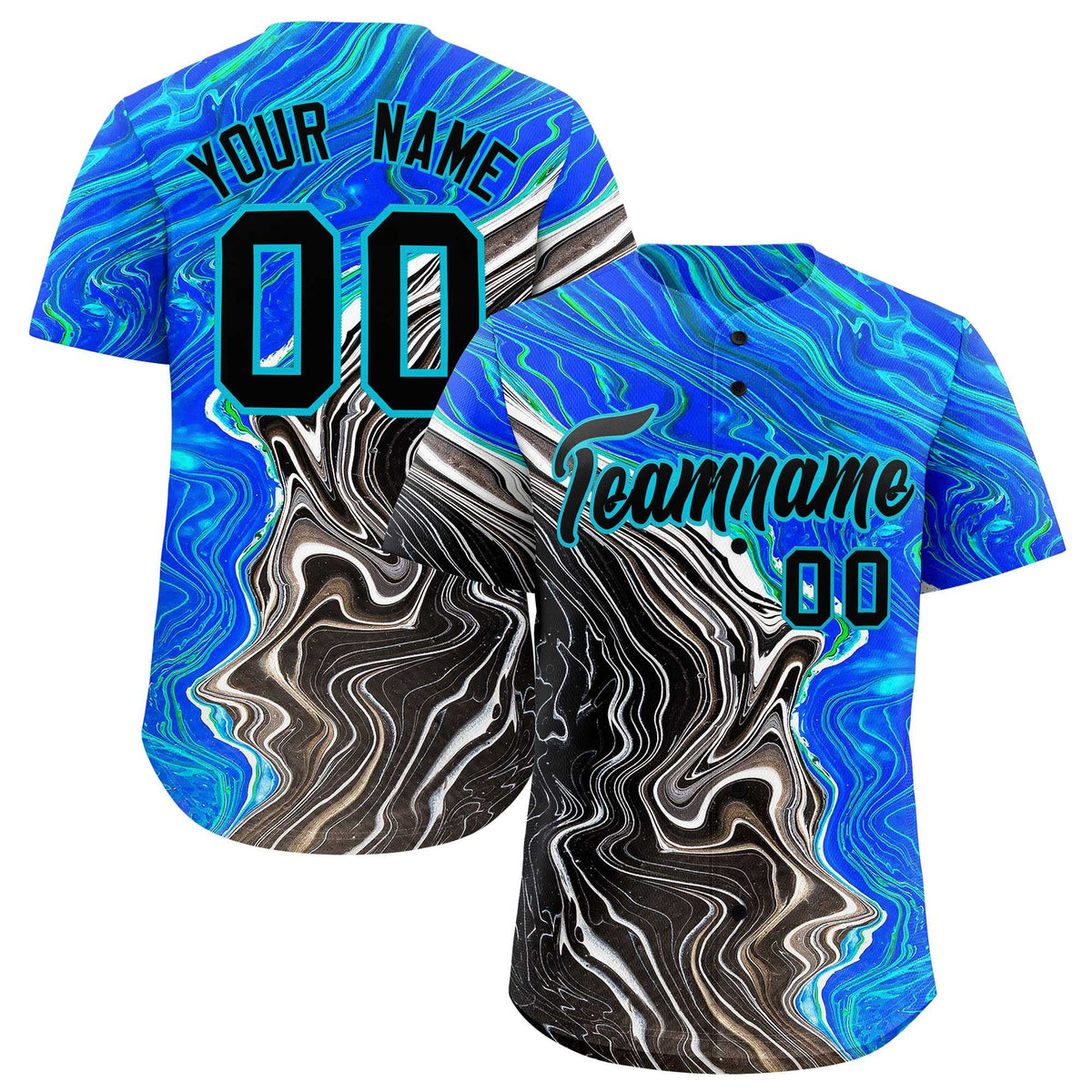 Custom Multi Color Split Fashion Fluid Pattern Authentic Baseball Jersey| KXKSHOP