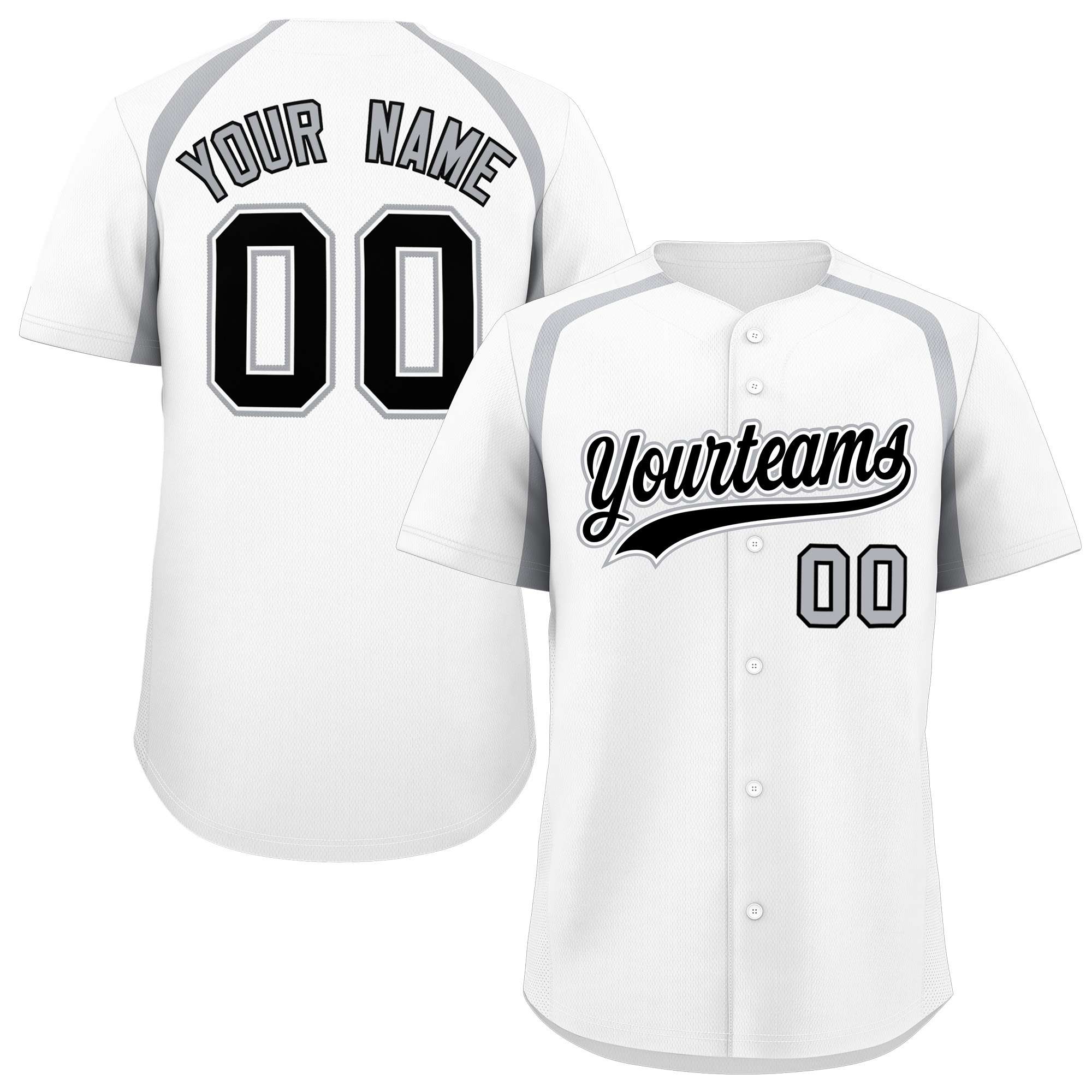 Custom White Silver Personalized Color Block Authentic Baseball Jersey