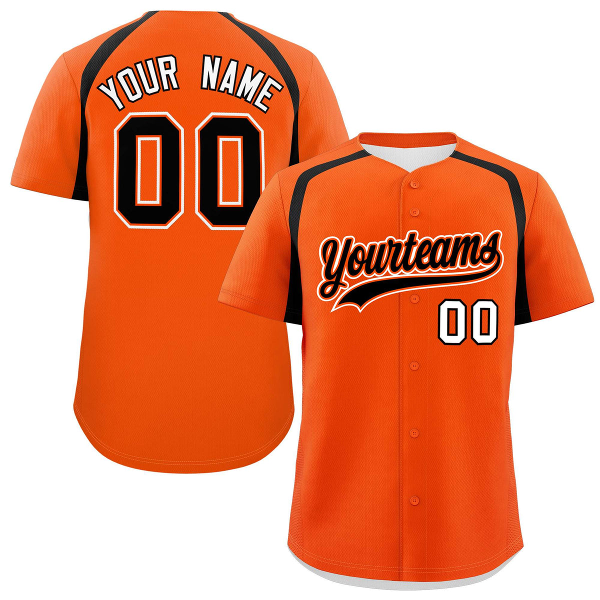 Custom Orange Black Personalized Color Block Authentic Baseball Jersey