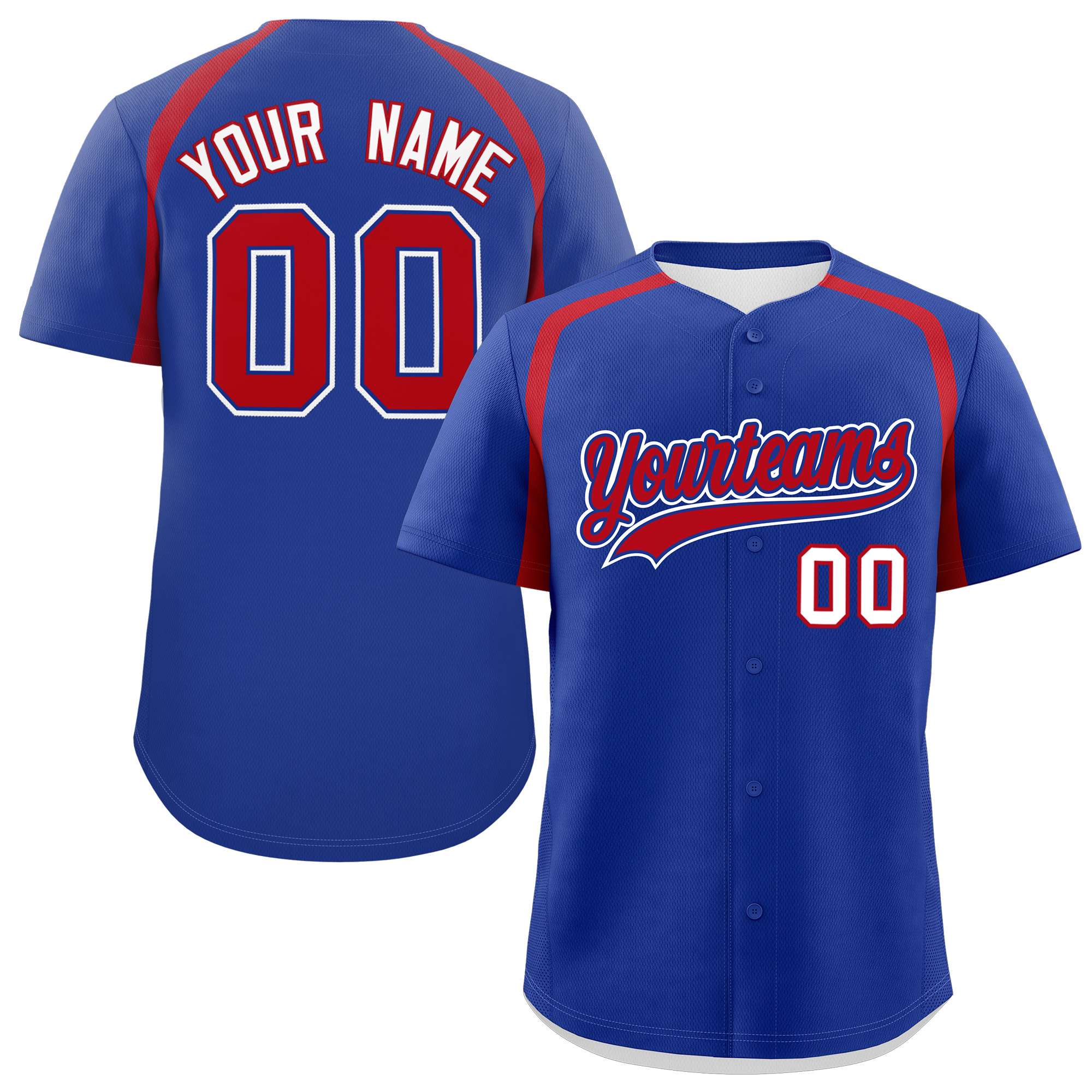 Custom Royal Red Personalized Color Block Authentic Baseball Jersey