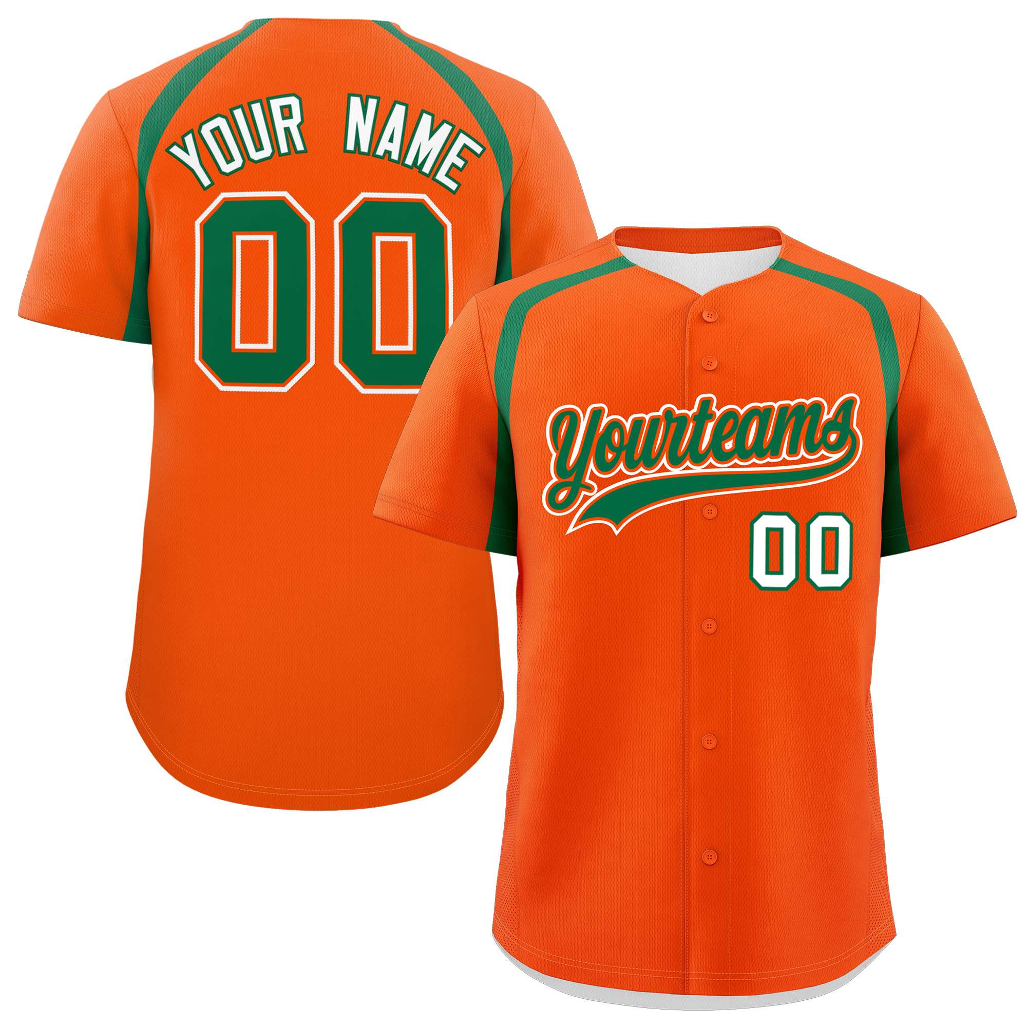 Custom Orange Kelly Green Personalized Color Block Authentic Baseball Jersey