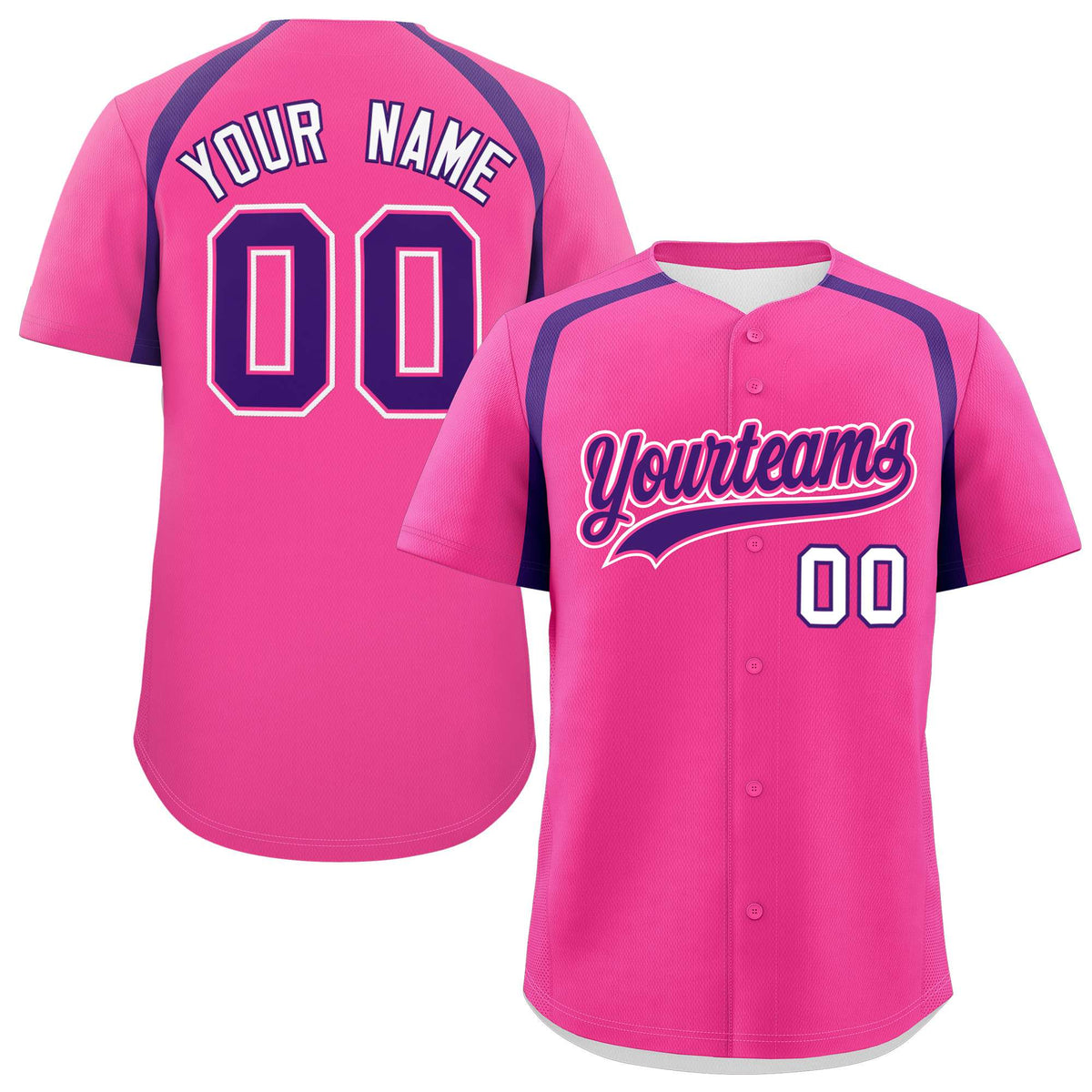 Custom Pink Purple Personalized Color Block Authentic Baseball Jersey| KXKSHOP