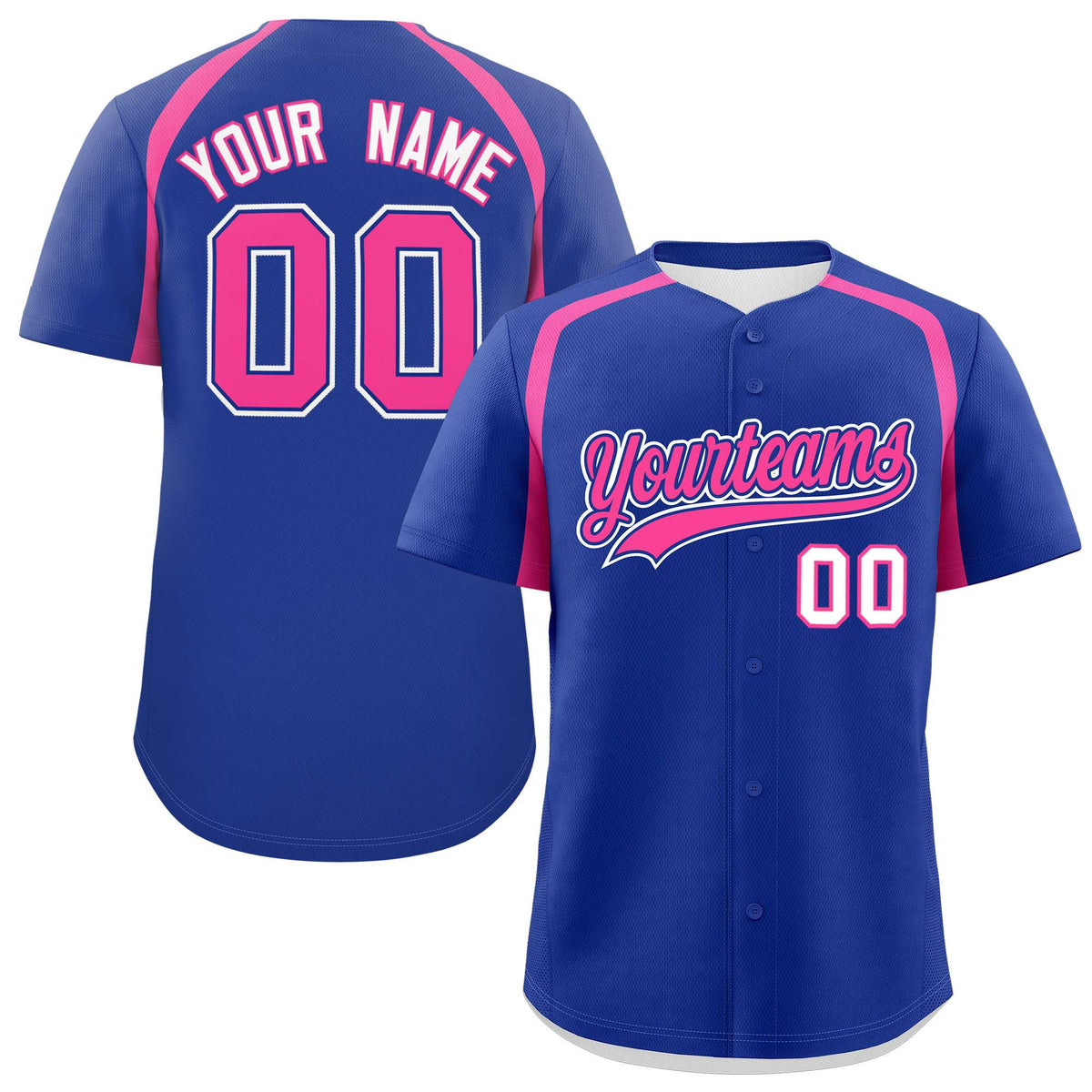 Custom Royal Pink Personalized Color Block Authentic Baseball Jersey| KXKSHOP
