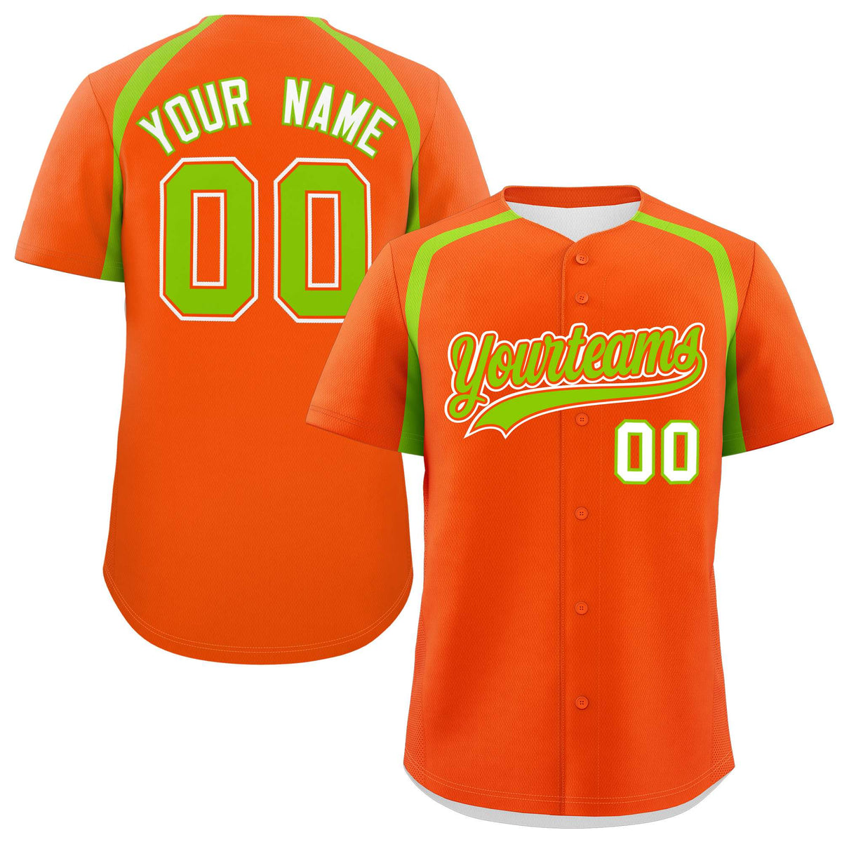 Custom Orange Neon Green Personalized Color Block Authentic Baseball Jersey| KXKSHOP