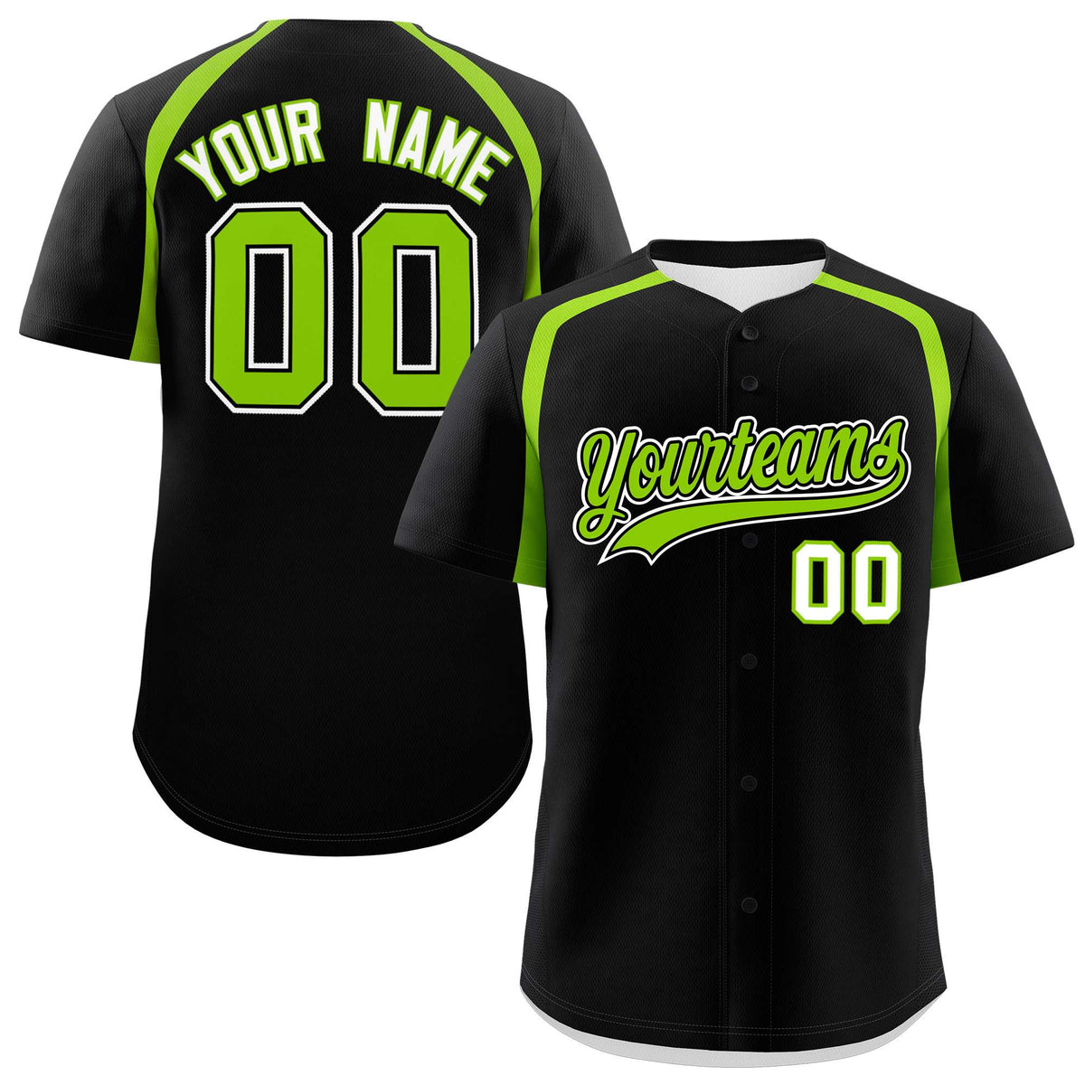 Custom Black Neon Green Personalized Color Block Authentic Baseball Jersey| KXKSHOP