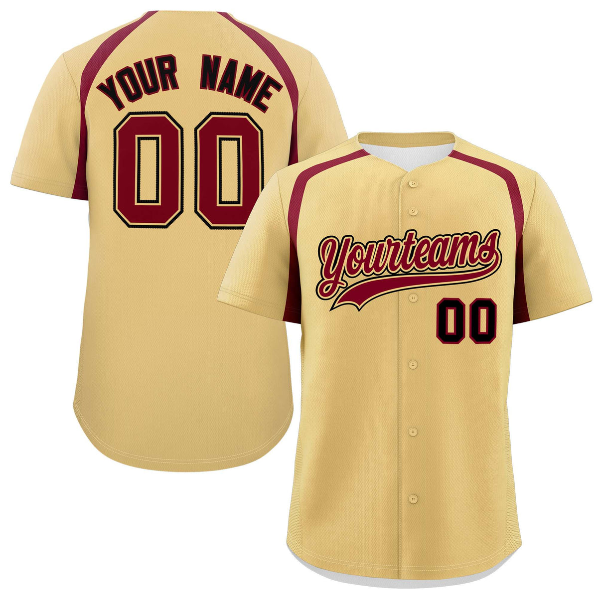 Custom Khaki Crimson Personalized Color Block Authentic Baseball Jersey| KXKSHOP