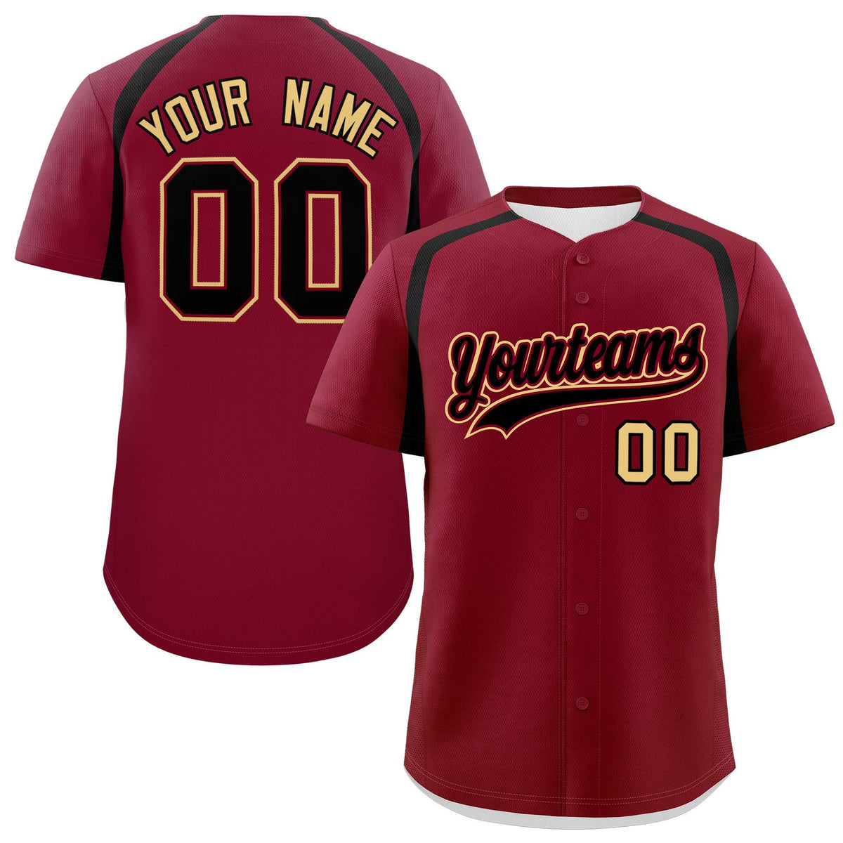 Custom Crimson Black Personalized Color Block Authentic Baseball Jersey| KXKSHOP