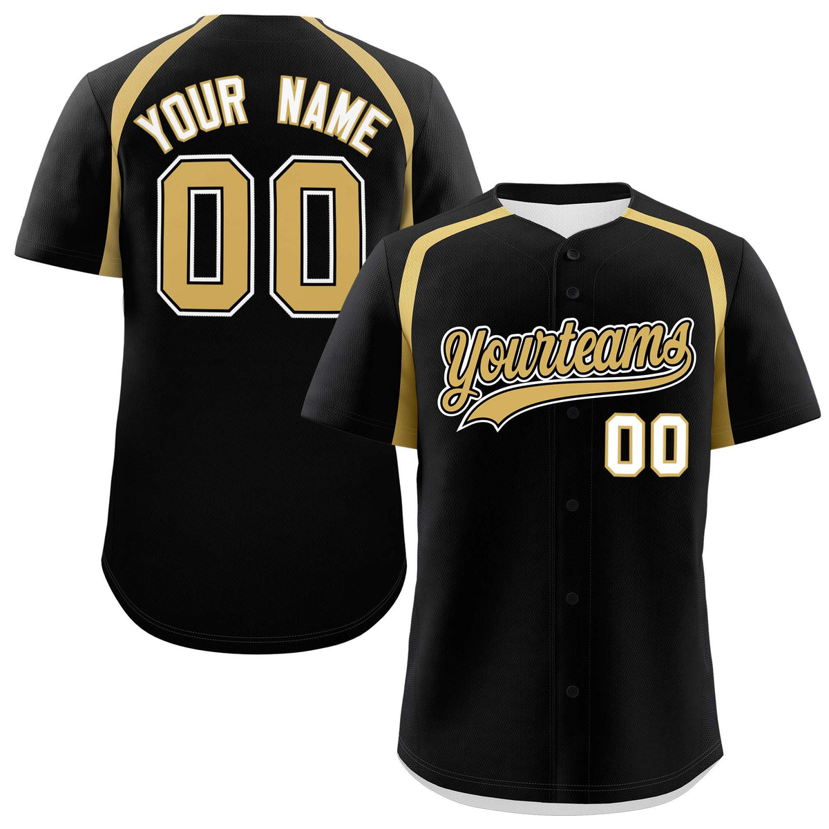 Custom Black Old Gold Personalized Color Block Authentic Baseball Jersey| KXKSHOP