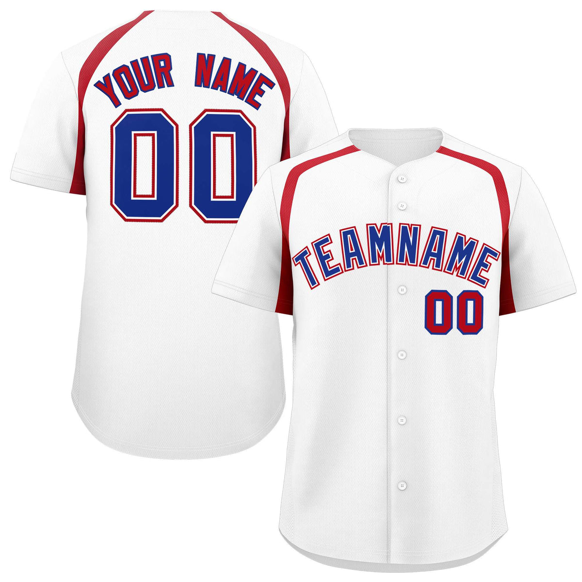 Custom White Red Personalized Color Block Authentic Baseball Jersey