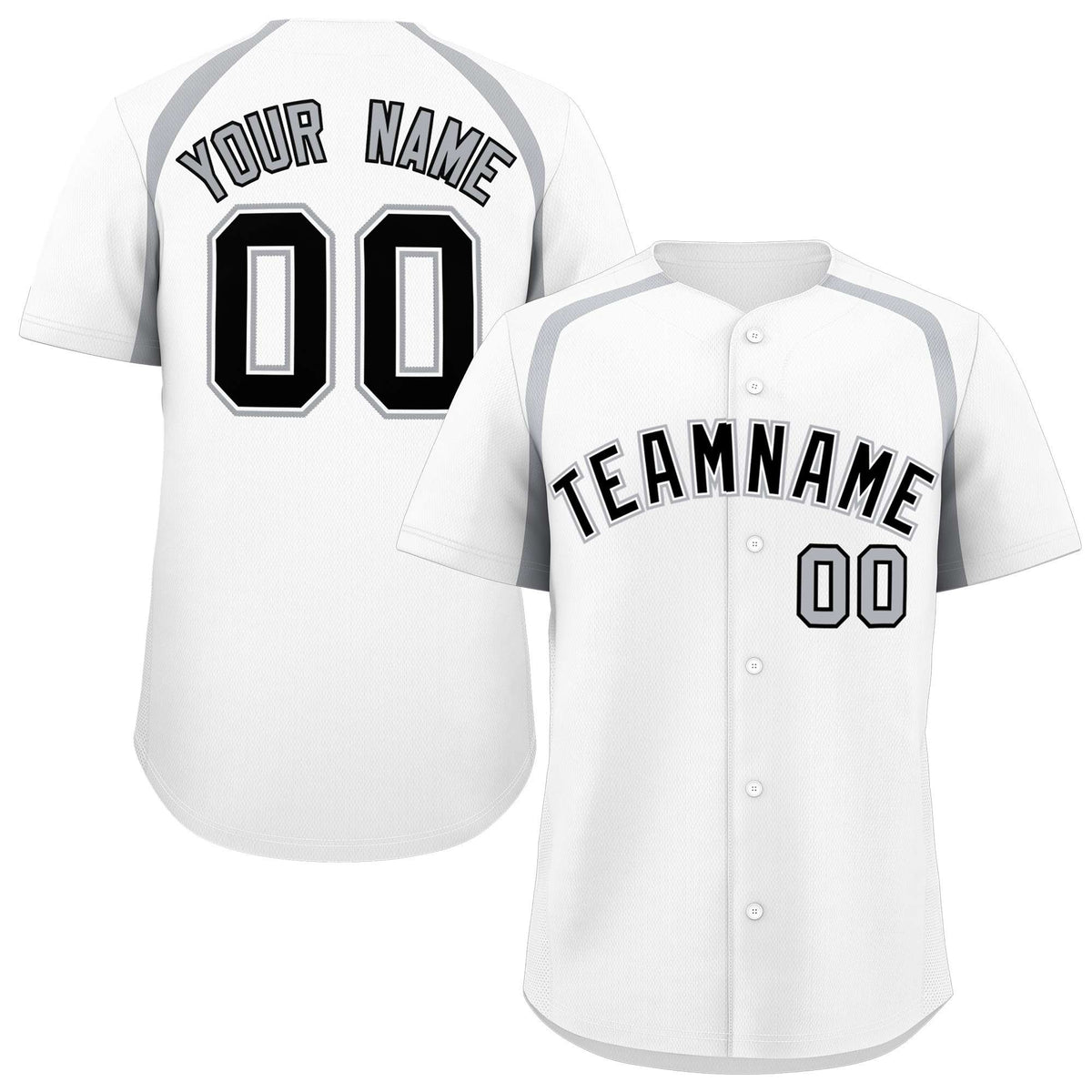 Custom White Silver Personalized Color Block Authentic Baseball Jersey