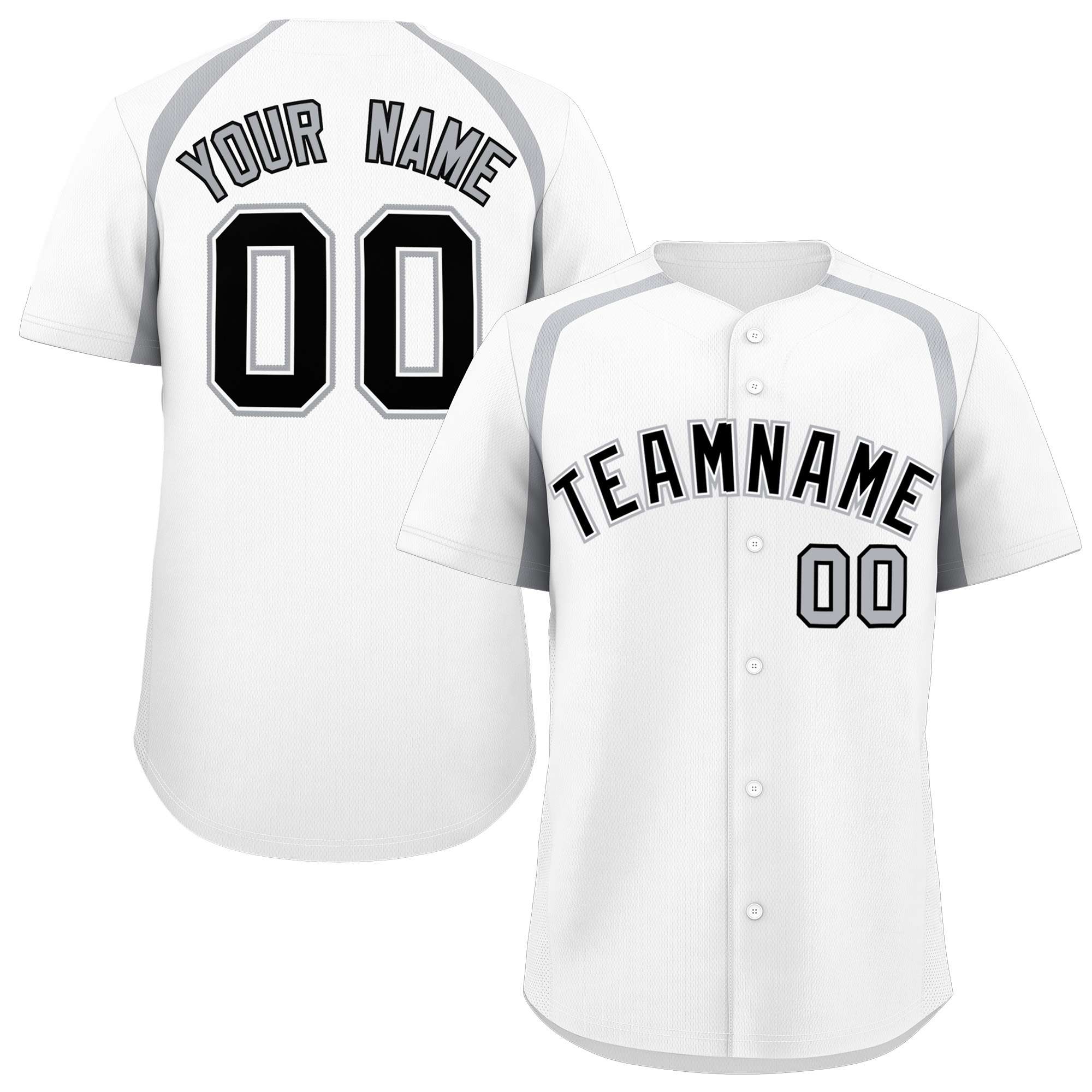 Custom White Silver Personalized Color Block Authentic Baseball Jersey