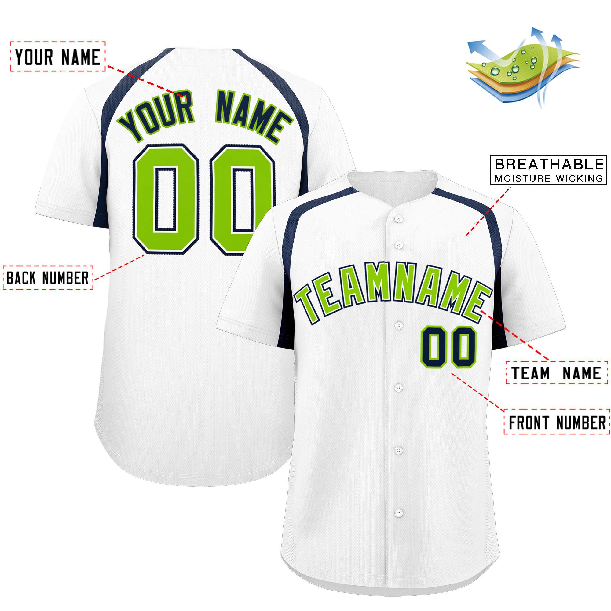 Custom White Navy Personalized Color Block Authentic Baseball Jersey