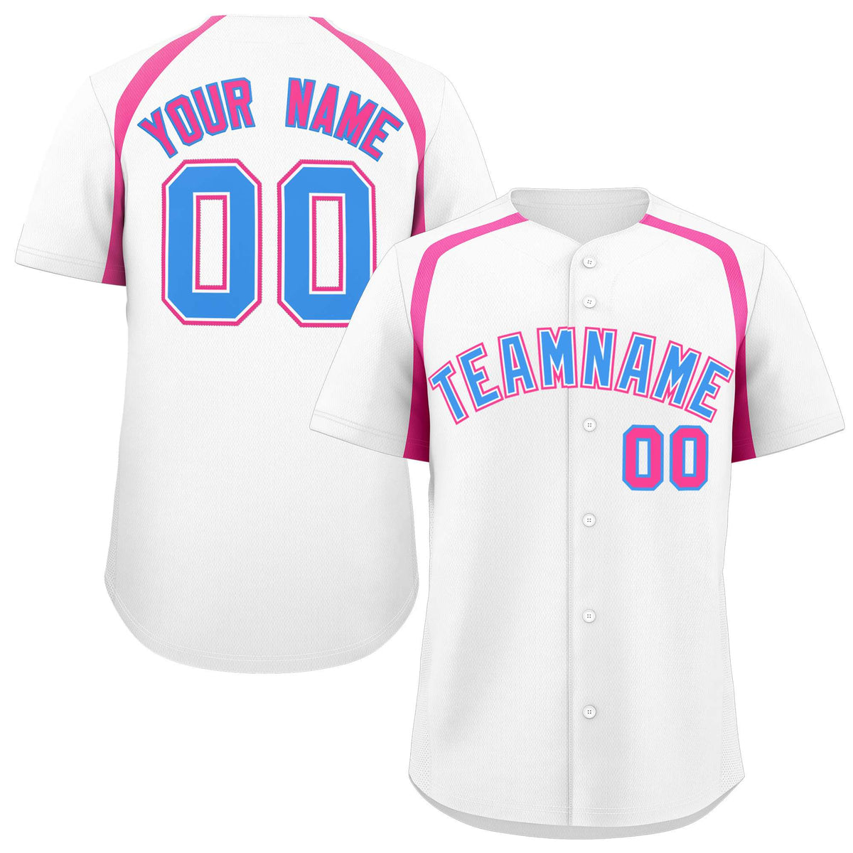 Custom White Pink Personalized Color Block Authentic Baseball Jersey