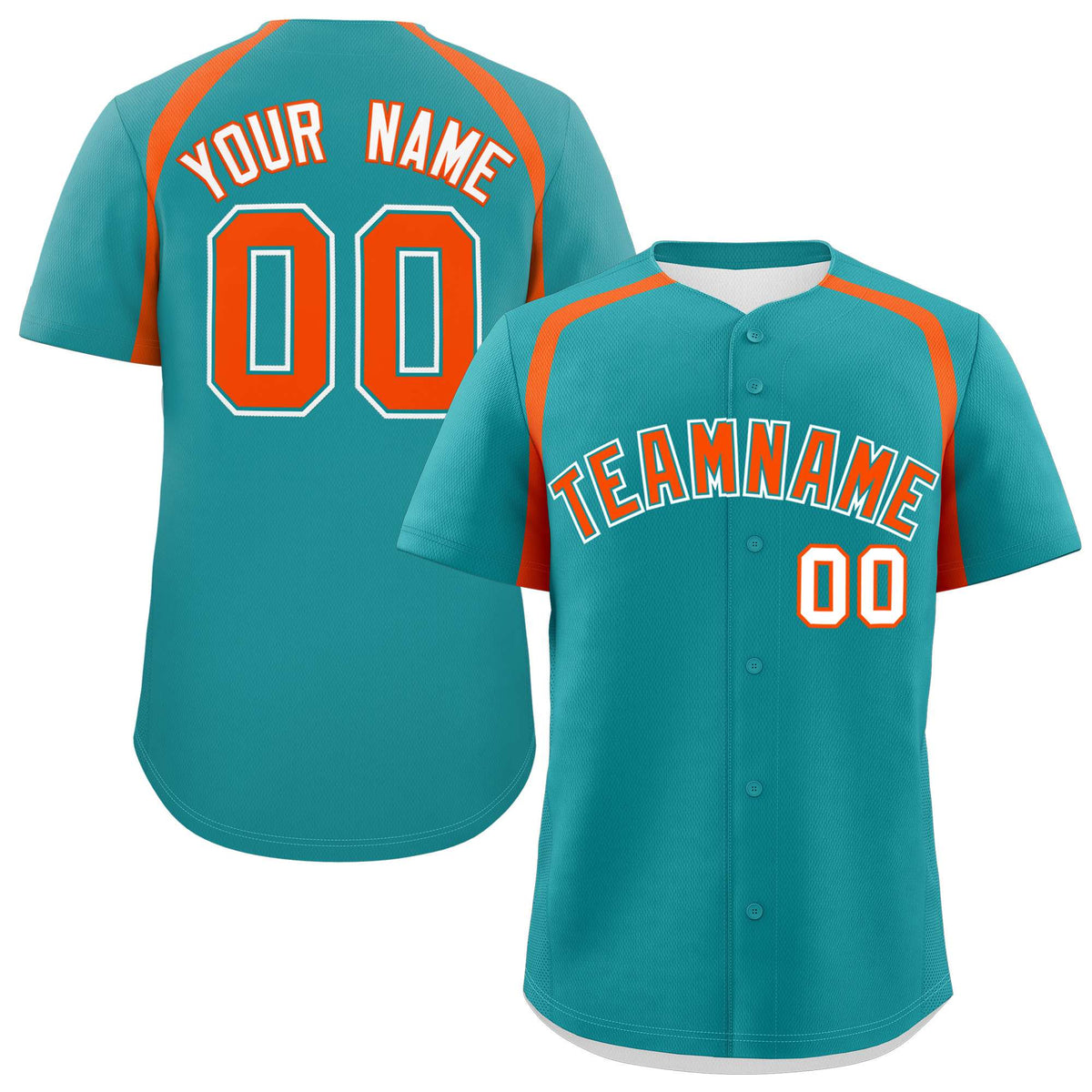 Custom Aqua Orange Personalized Color Block Authentic Baseball Jersey