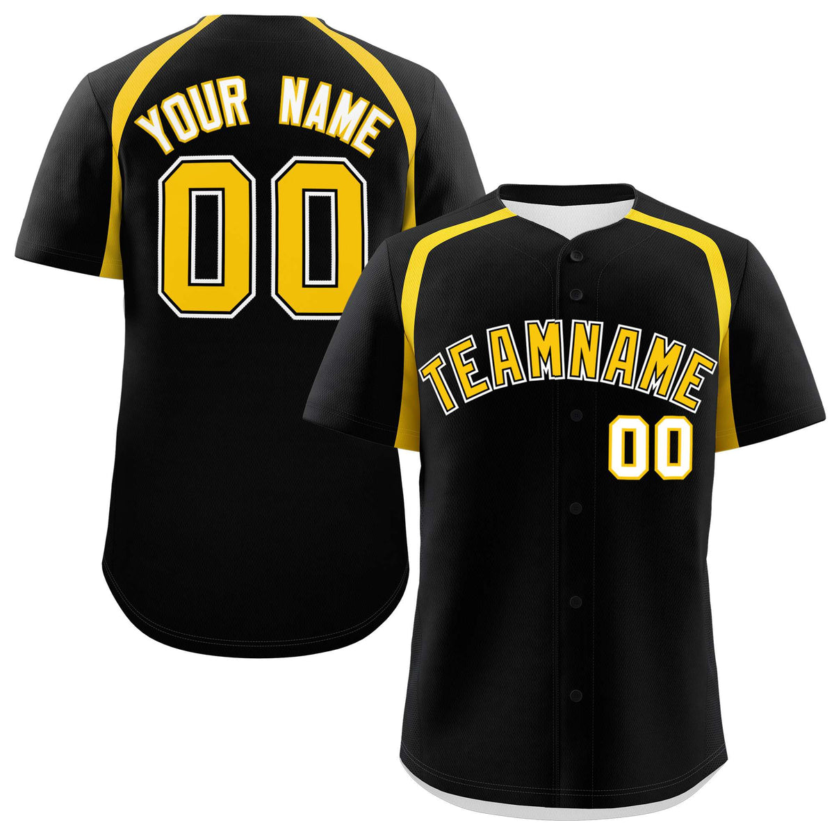 Custom Black Gold Personalized Color Block Authentic Baseball Jersey