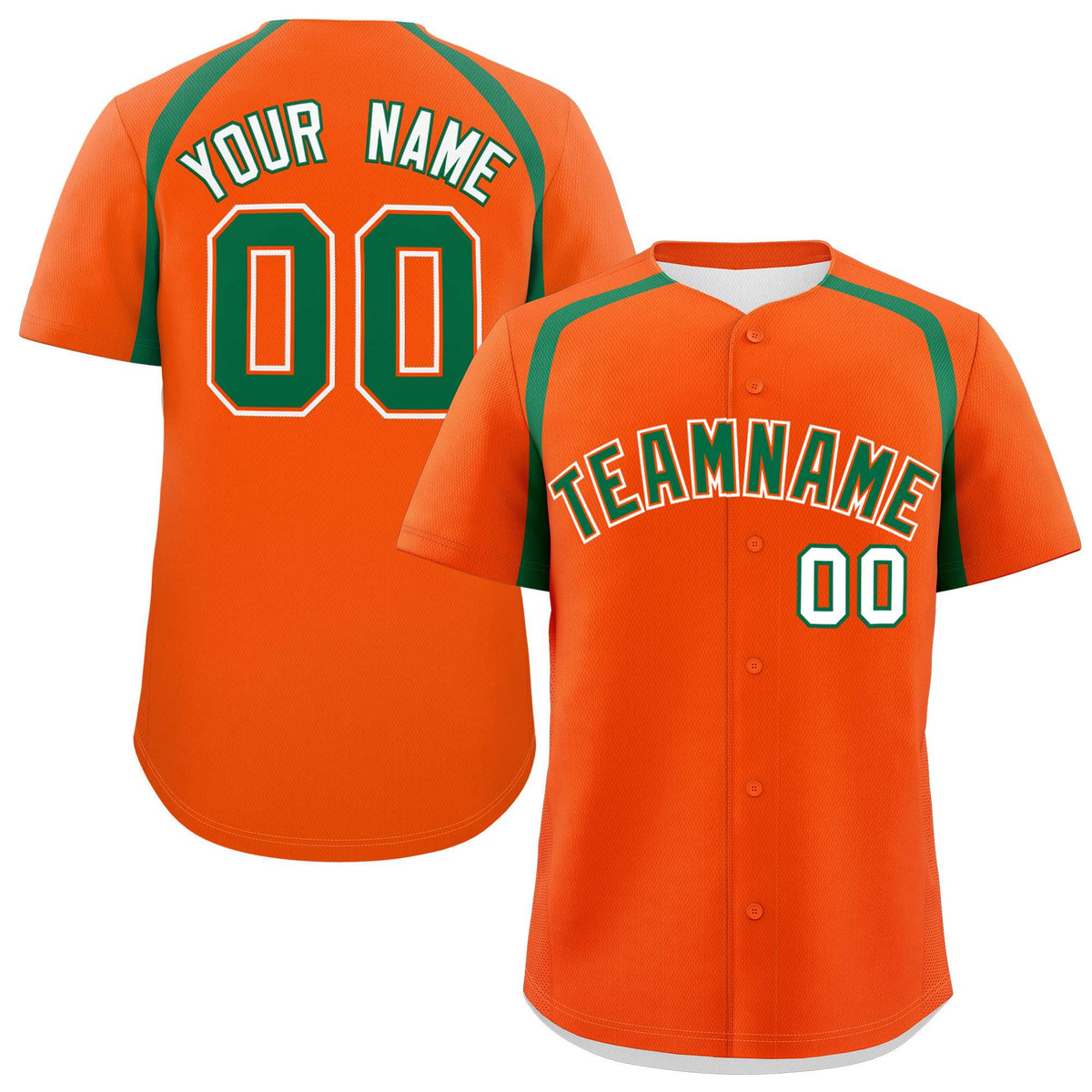 Custom Orange Kelly Green Personalized Color Block Authentic Baseball Jersey