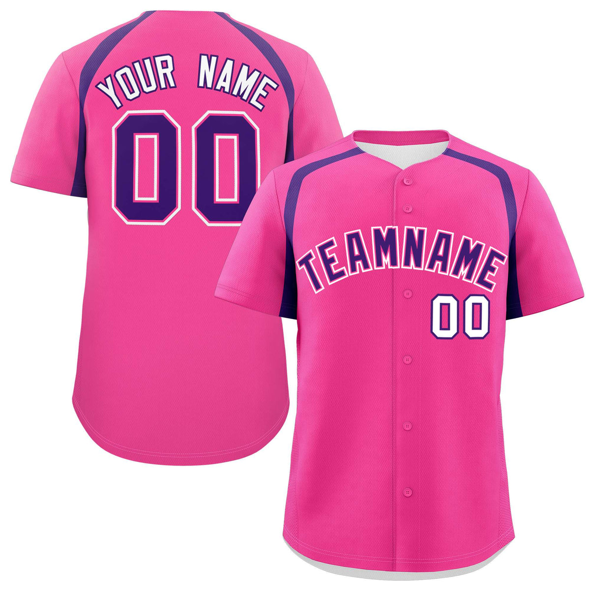 Custom Pink Purple Personalized Color Block Authentic Baseball Jersey| KXKSHOP
