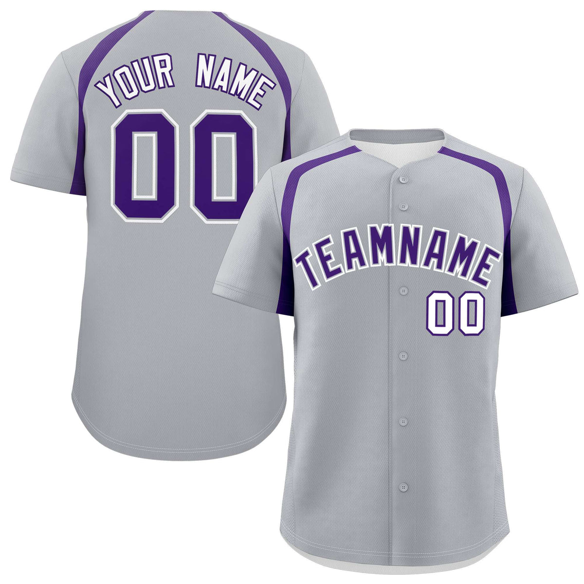 Custom Silver Purple Personalized Color Block Authentic Baseball Jersey| KXKSHOP