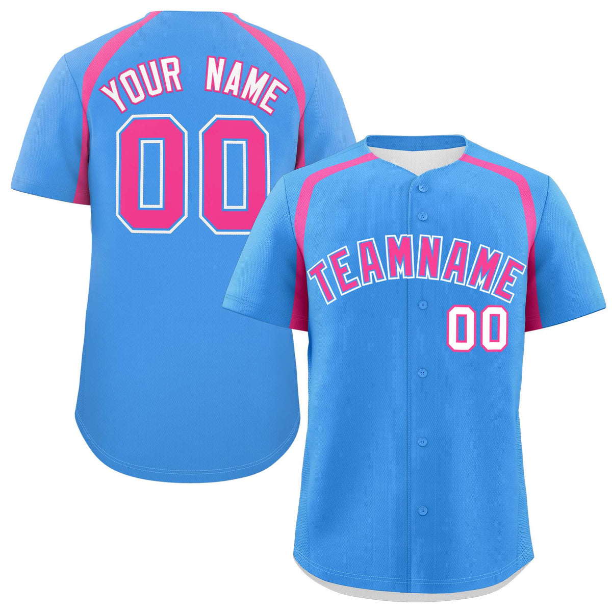 Custom Powder Blue Pink Personalized Color Block Authentic Baseball Jersey| KXKSHOP