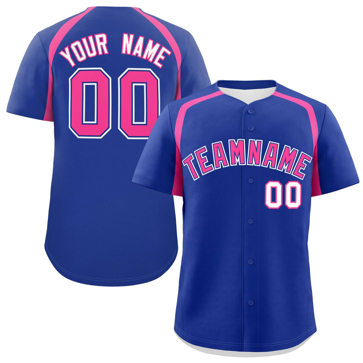 Custom Royal Pink Personalized Color Block Authentic Baseball Jersey| KXKSHOP