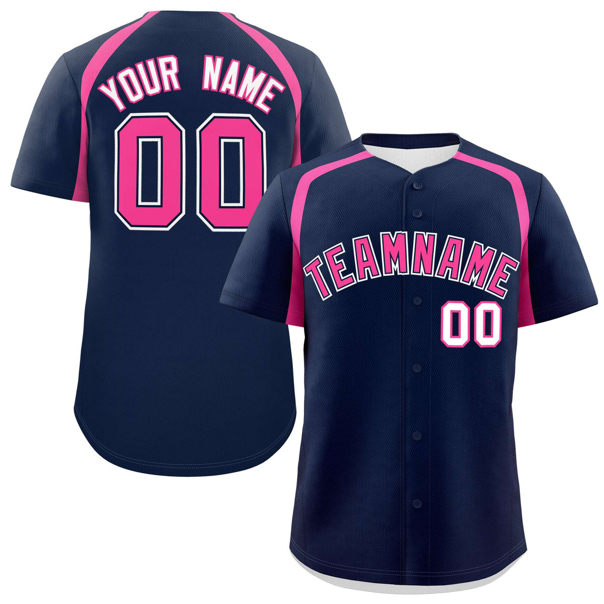 Custom Navy Pink Personalized Color Block Authentic Baseball Jersey| KXKSHOP