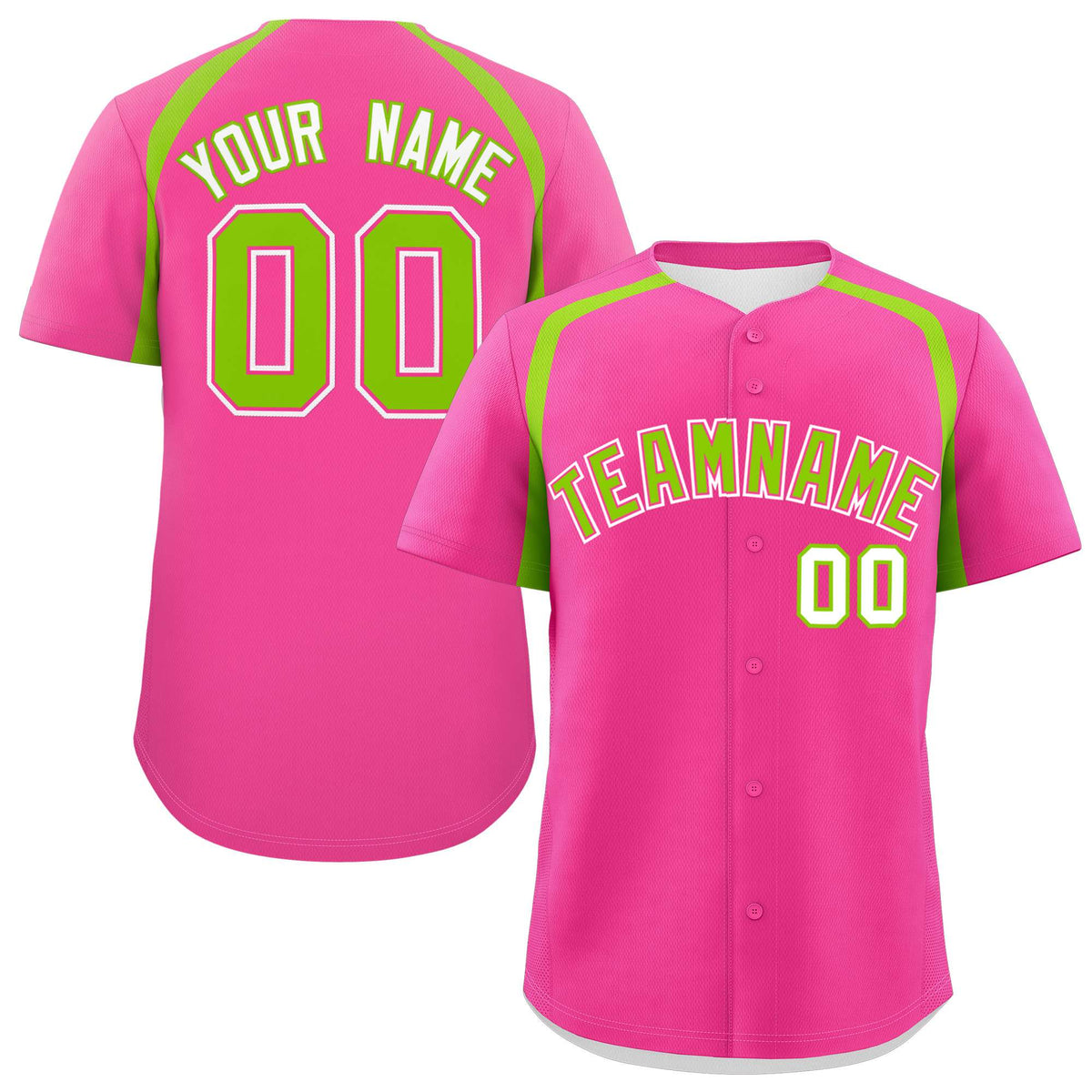 Custom Pink Neon Green Personalized Color Block Authentic Baseball Jersey| KXKSHOP