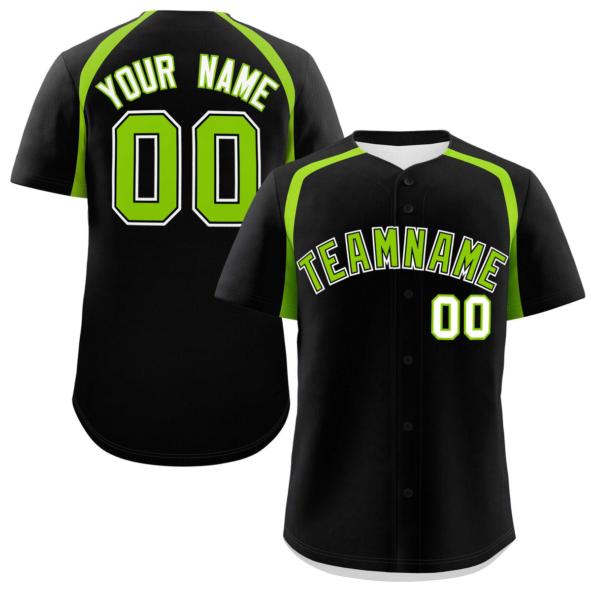 Custom Black Neon Green Personalized Color Block Authentic Baseball Jersey| KXKSHOP