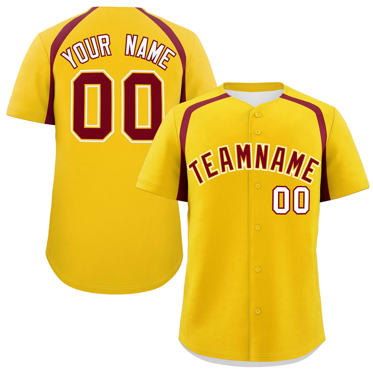 Custom Gold Crimson Personalized Color Block Authentic Baseball Jersey| KXKSHOP