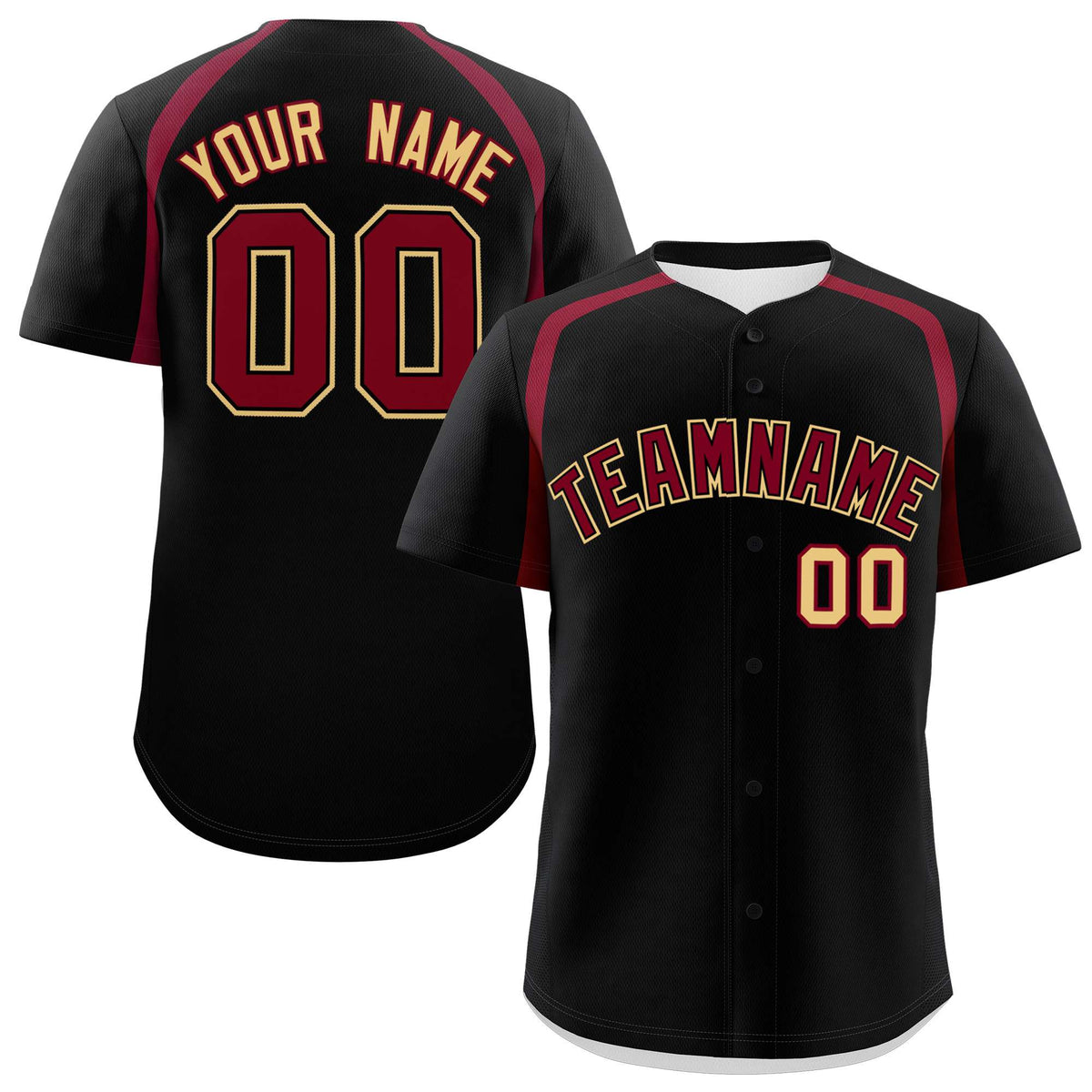 Custom Black Crimson Personalized Color Block Authentic Baseball Jersey| KXKSHOP
