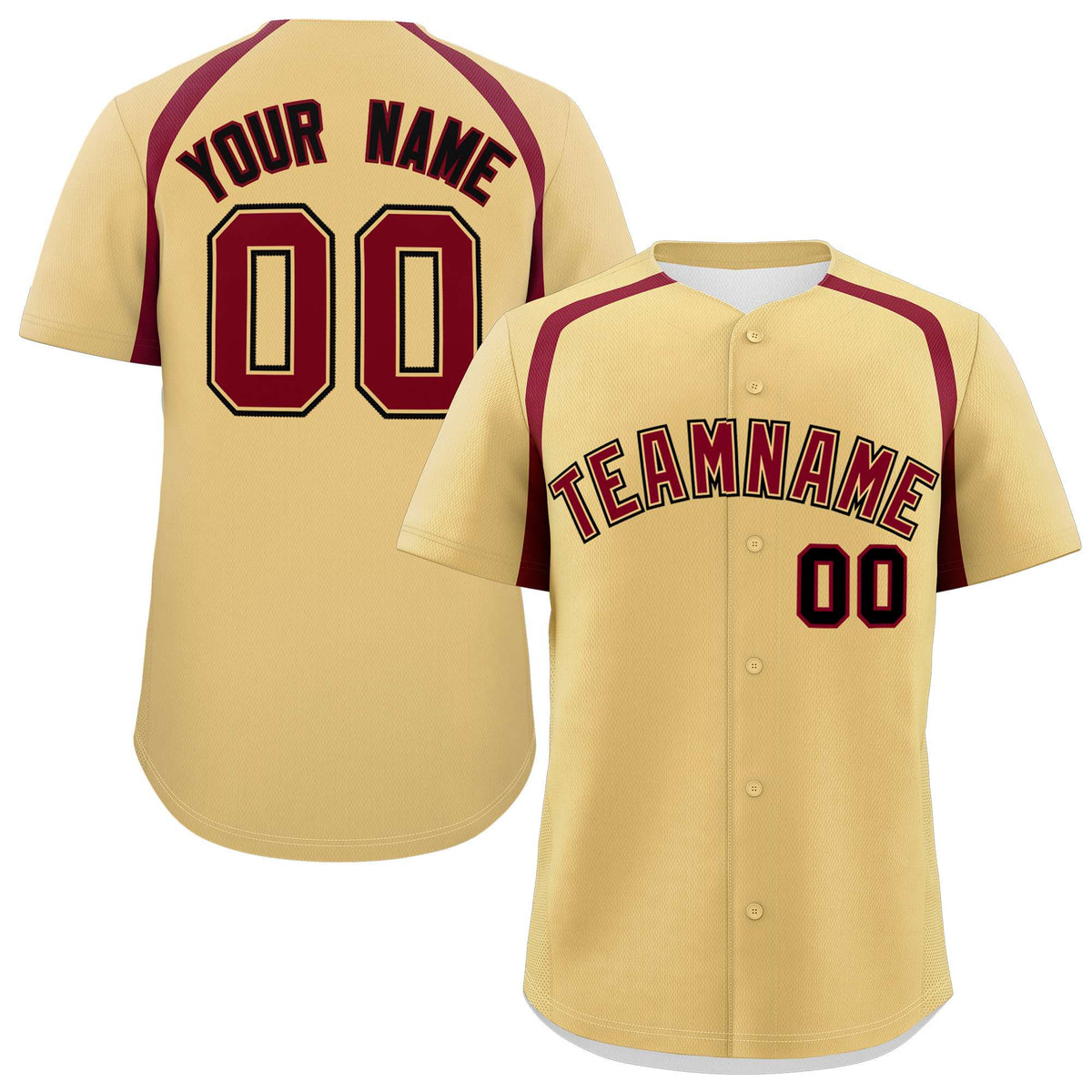 Custom Khaki Crimson Personalized Color Block Authentic Baseball Jersey| KXKSHOP