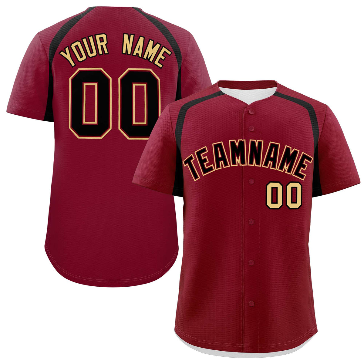 Custom Crimson Black Personalized Color Block Authentic Baseball Jersey| KXKSHOP