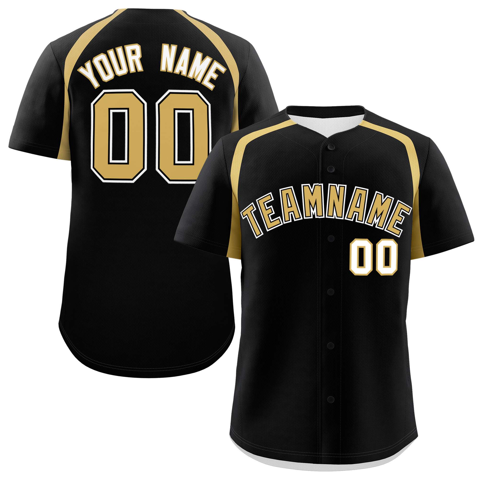 Custom Black Old Gold Personalized Color Block Authentic Baseball Jersey| KXKSHOP
