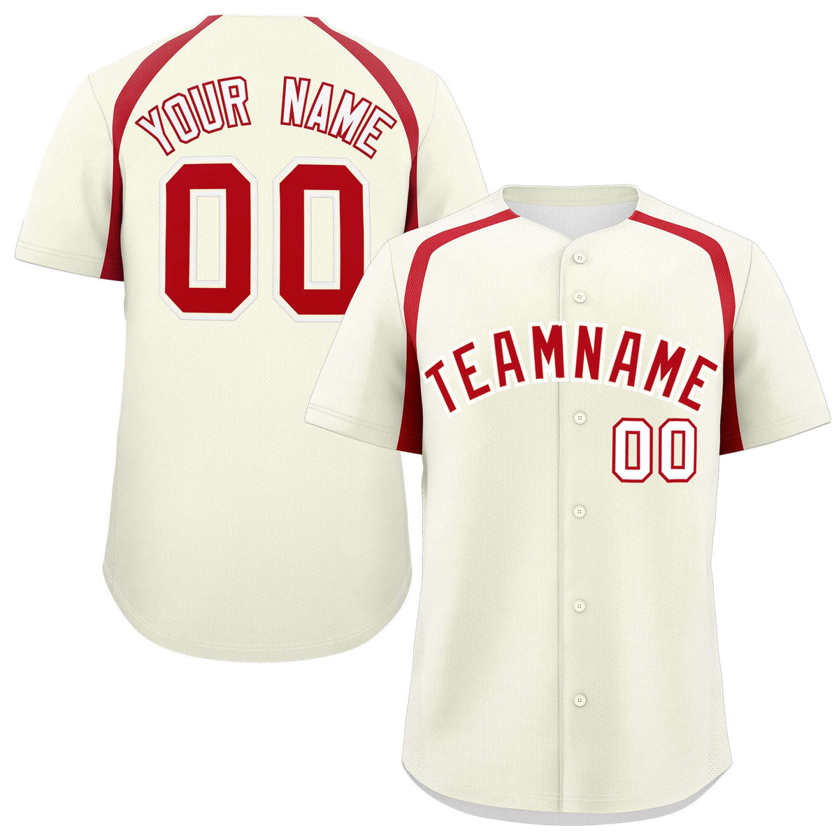 Custom Cream Red Personalized Color Block Authentic Baseball Jersey| KXKSHOP
