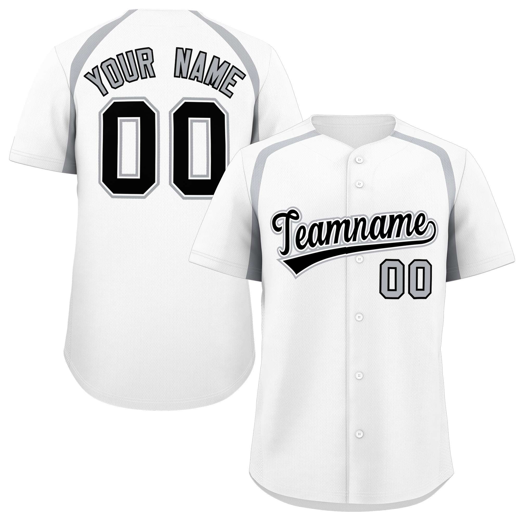 Custom White Silver Personalized Color Block Authentic Baseball Jersey