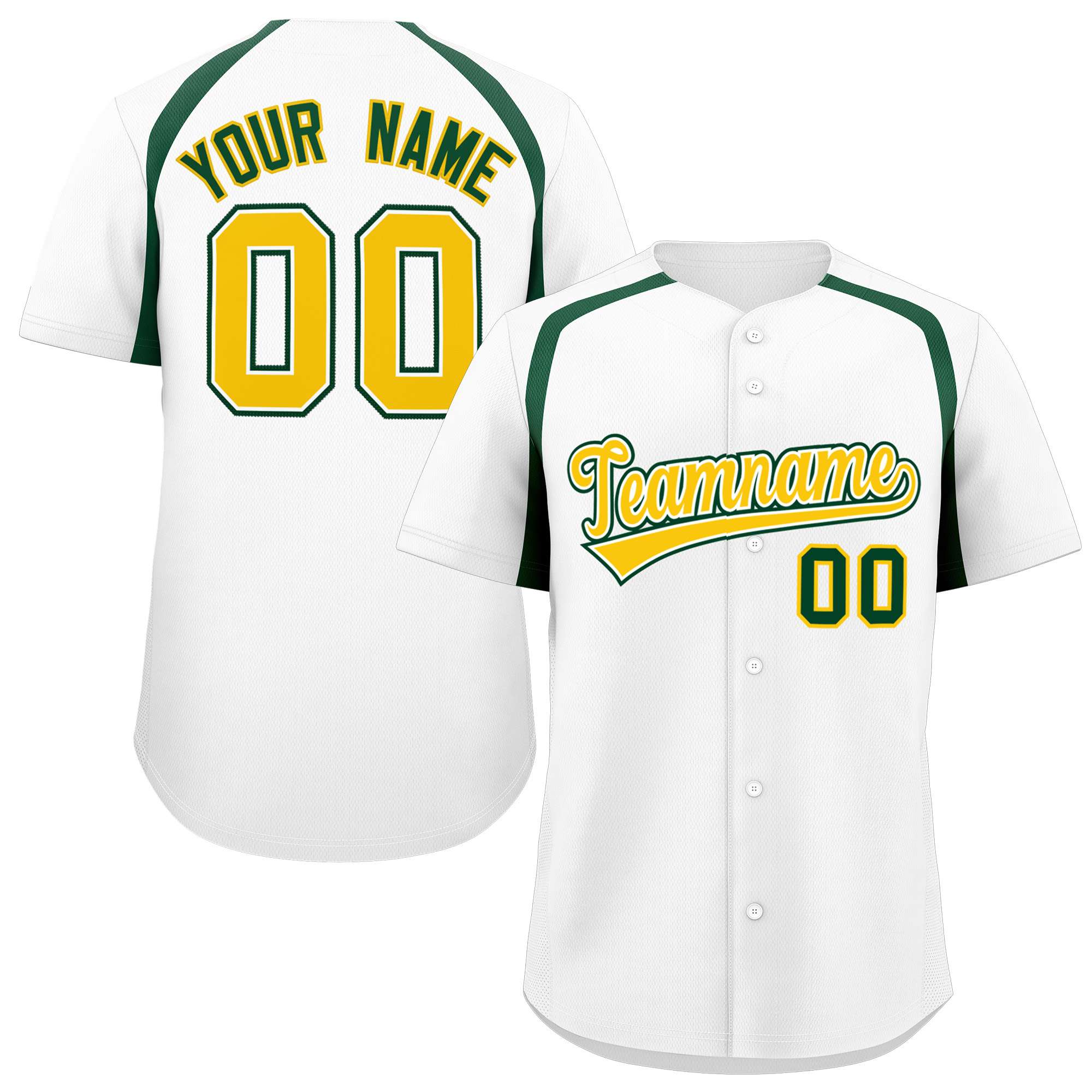 Custom White Kelly Green Personalized Color Block Authentic Baseball Jersey
