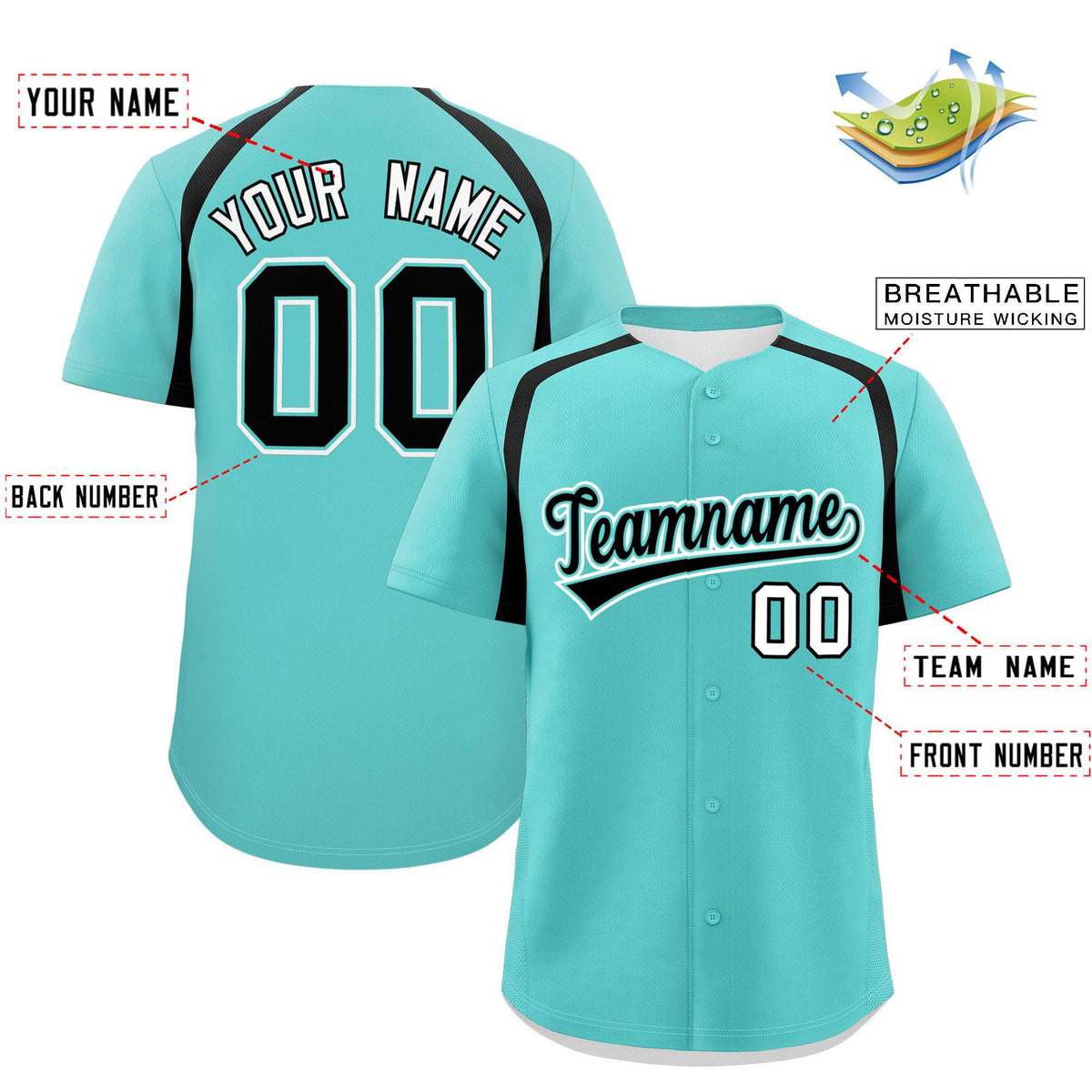 Custom Bright Green Black Personalized Color Block Authentic Baseball Jersey
