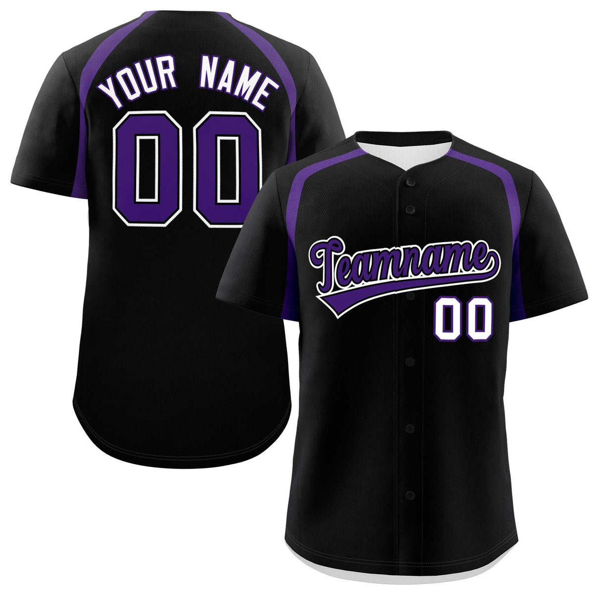 Custom Black Purple Personalized Color Block Authentic Baseball Jersey| KXKSHOP