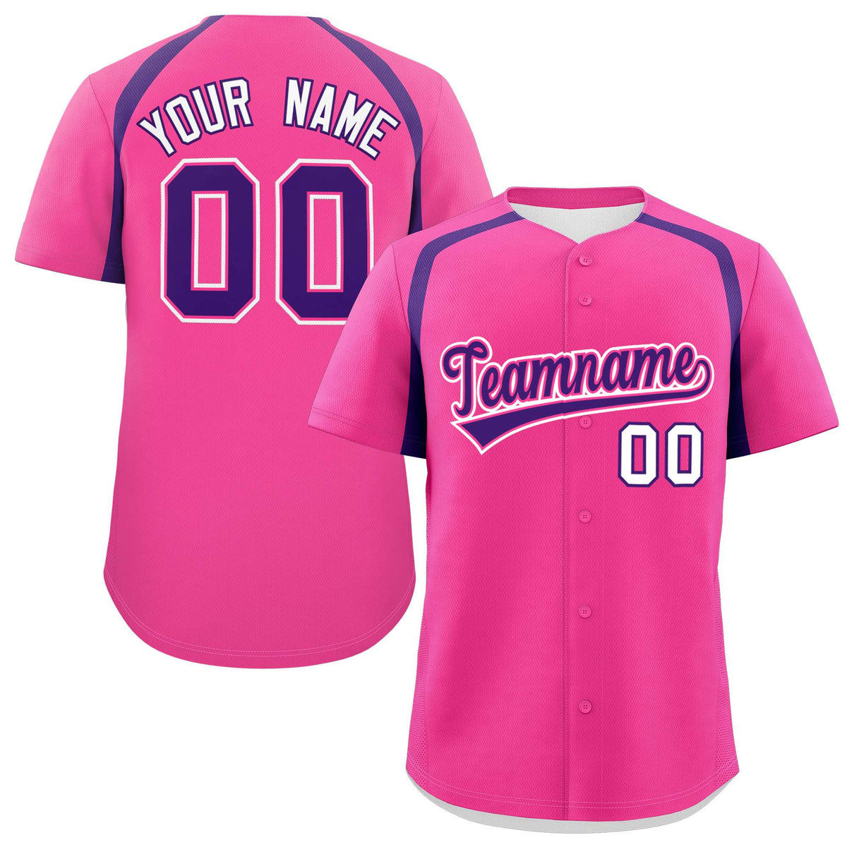 Custom Pink Purple Personalized Color Block Authentic Baseball Jersey| KXKSHOP