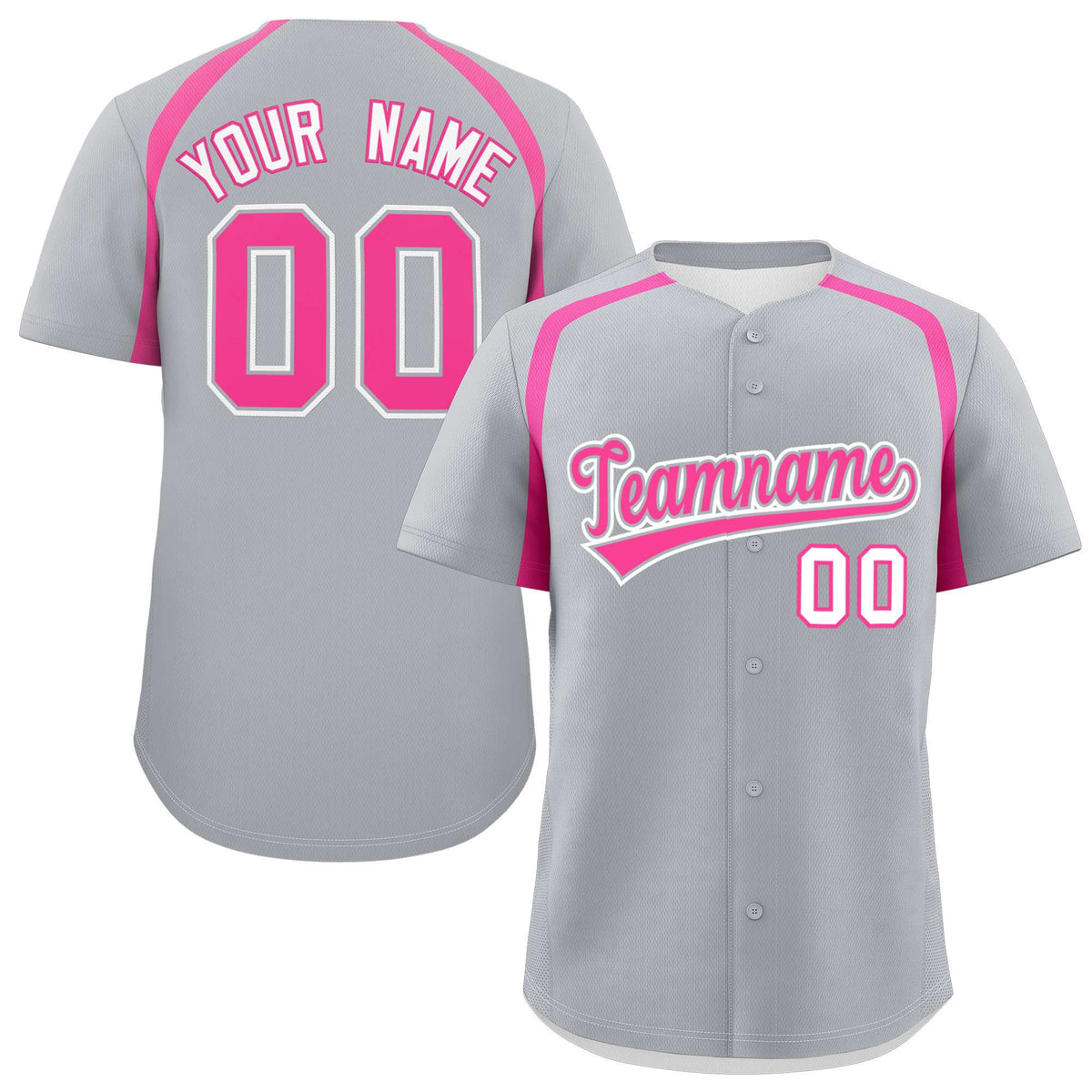 Custom Silver Pink Personalized Color Block Authentic Baseball Jersey| KXKSHOP