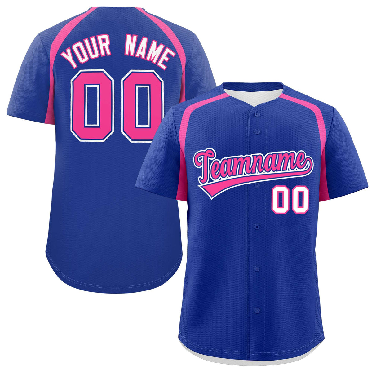 Custom Royal Pink Personalized Color Block Authentic Baseball Jersey| KXKSHOP