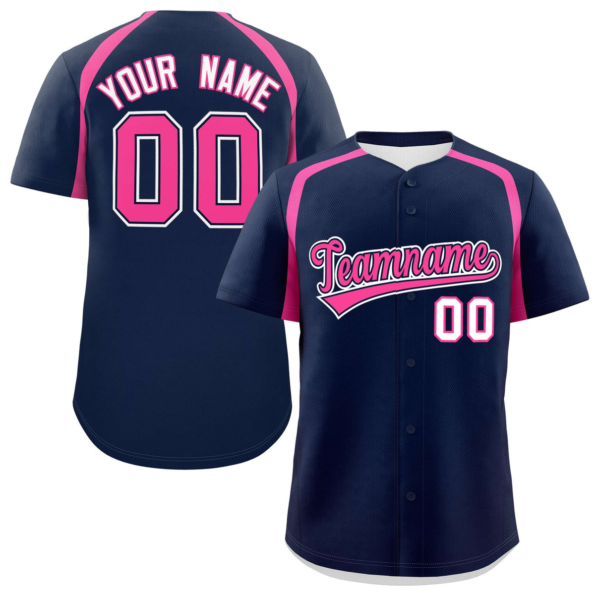 Custom Navy Pink Personalized Color Block Authentic Baseball Jersey| KXKSHOP